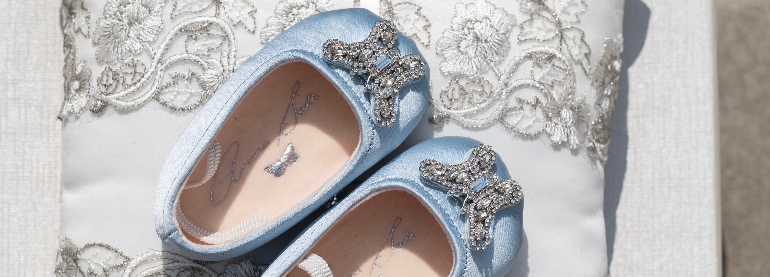 Powder Blue Pre-Walker Baby Girl Shoes by Aruna Seth: A First Step in Luxury
