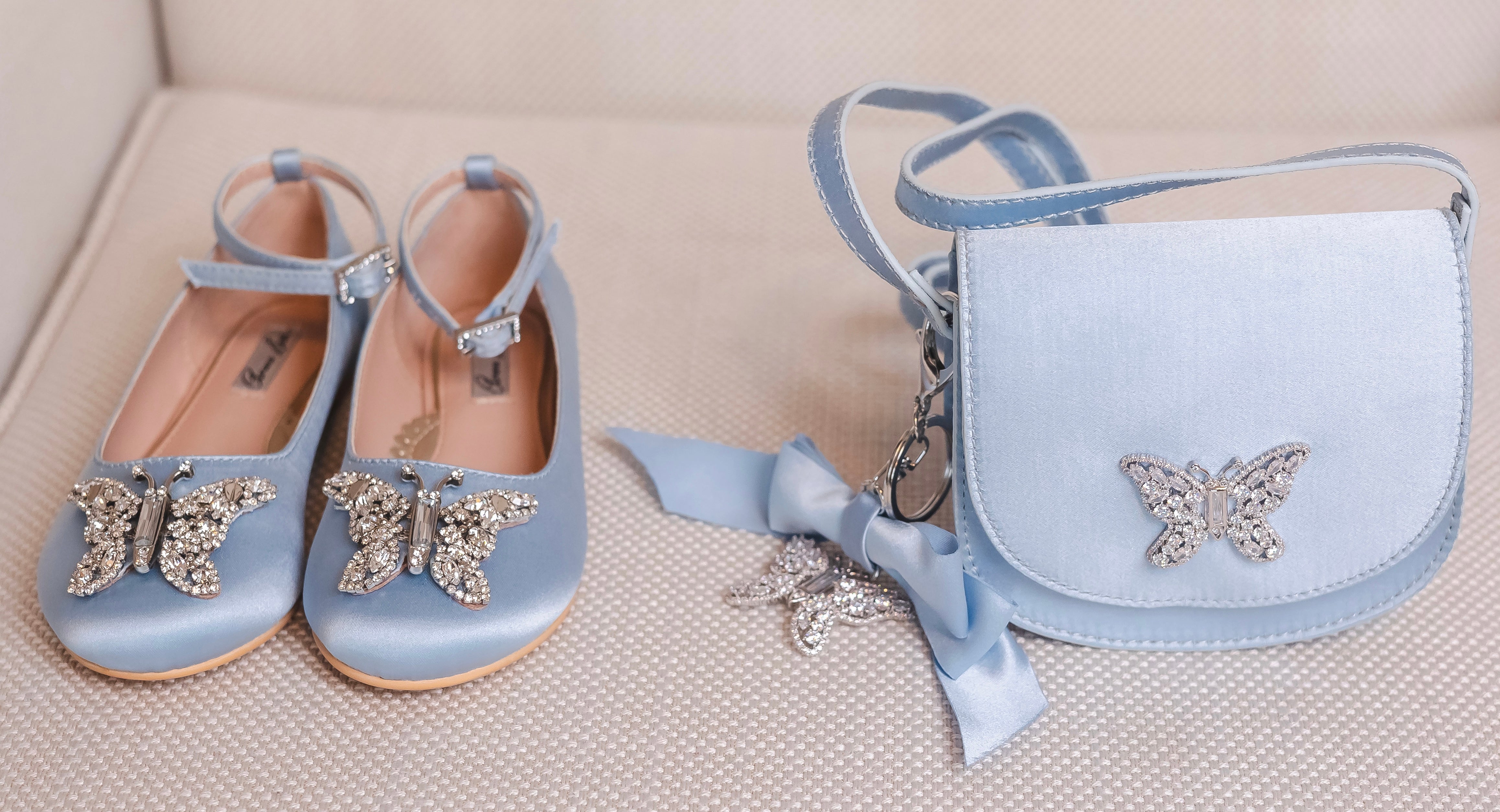 Powder Blue Perfection: Aruna Seth’s Butterfly Flower Girl Shoes