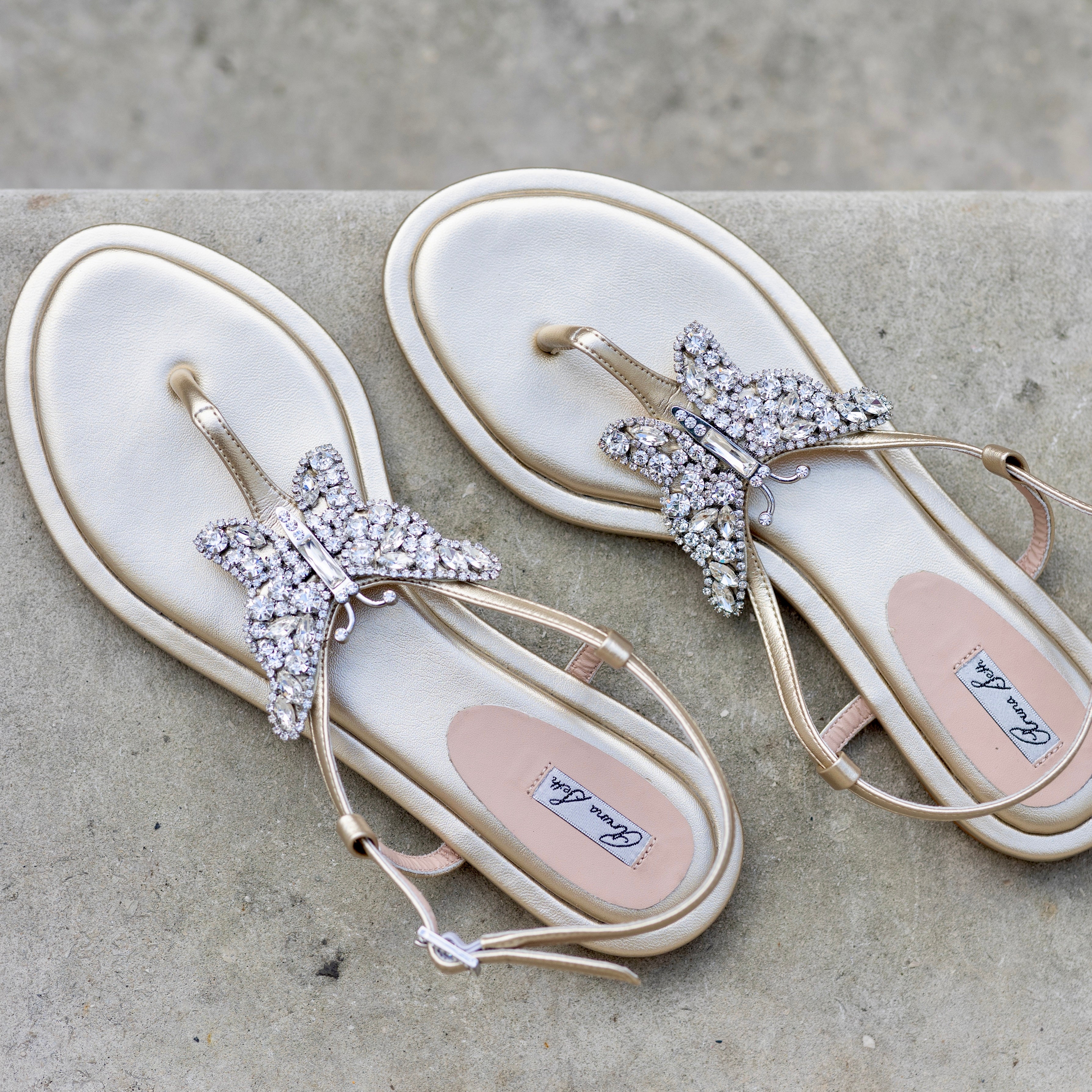 Capri Butterfly T Bar Sandals Gold Leather