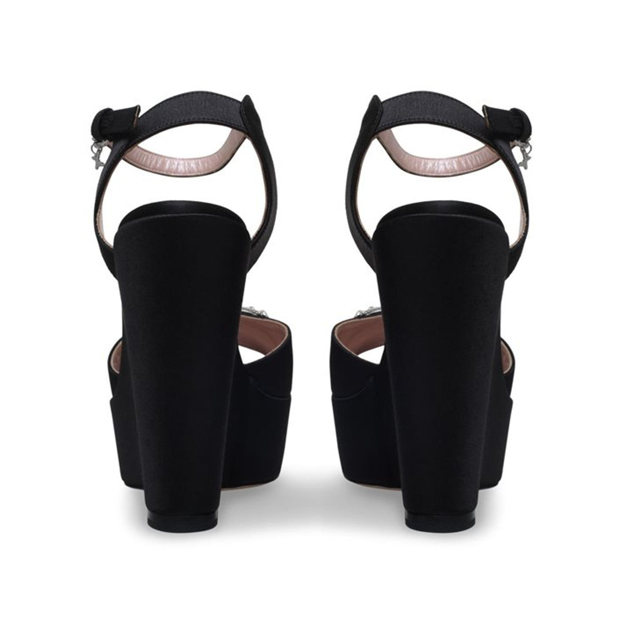 Cannes Platform Wedge Heel Black Satin