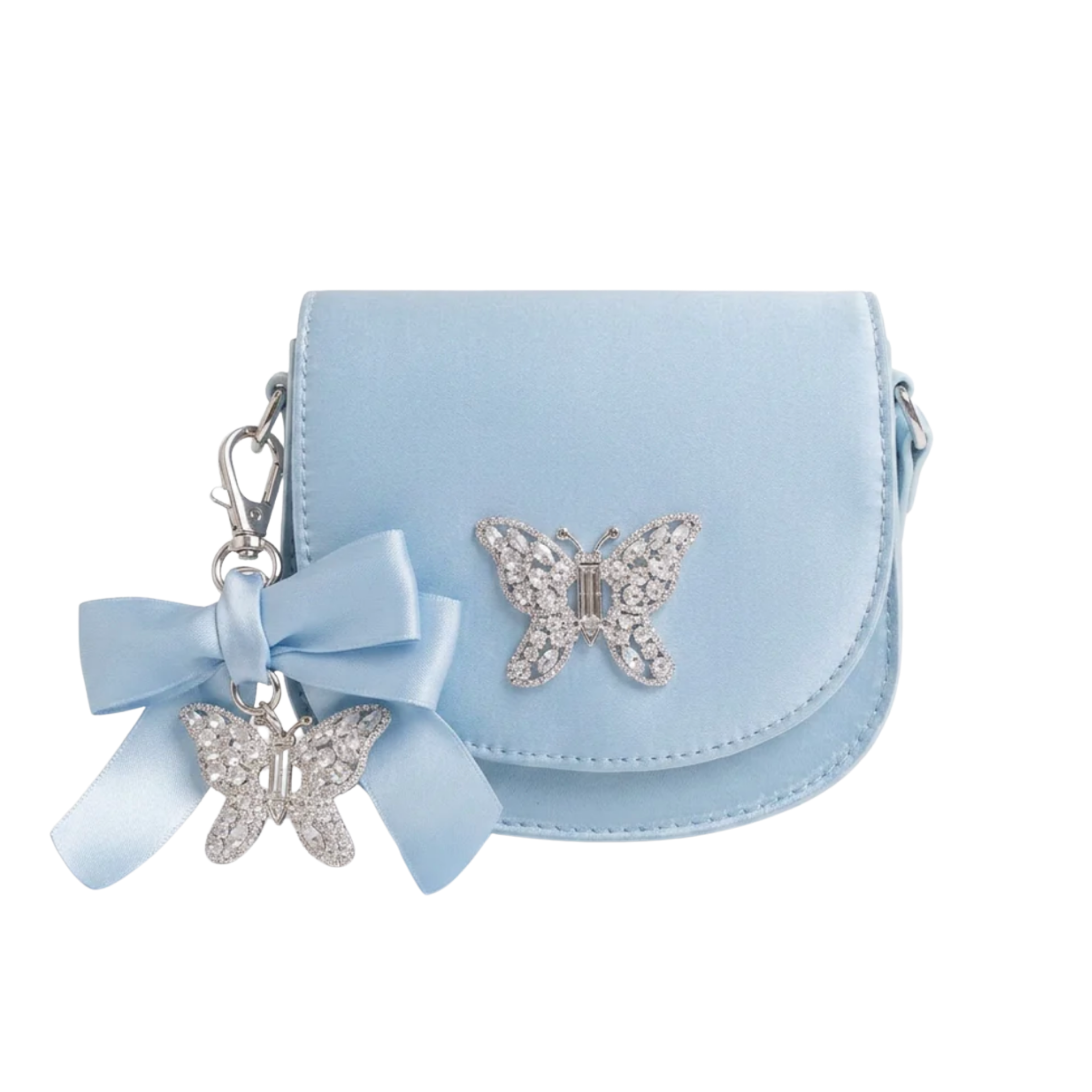 Luna Mini Butterfly Frozen Blue Satin Bag