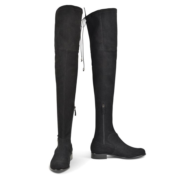 London Black Suede Over the Knee Flat Boots