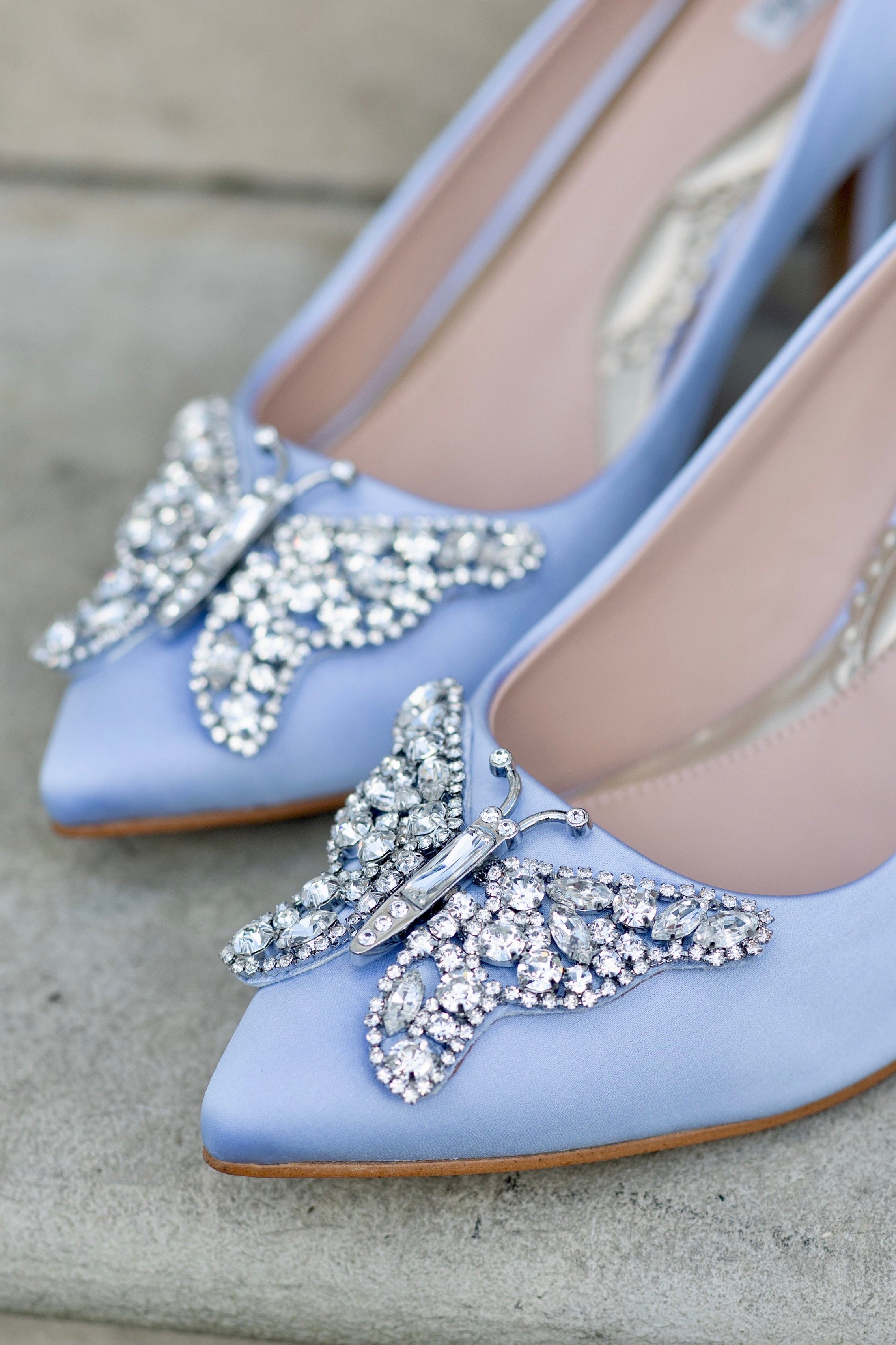 Emilia Butterfly Heels Sky Blue Satin