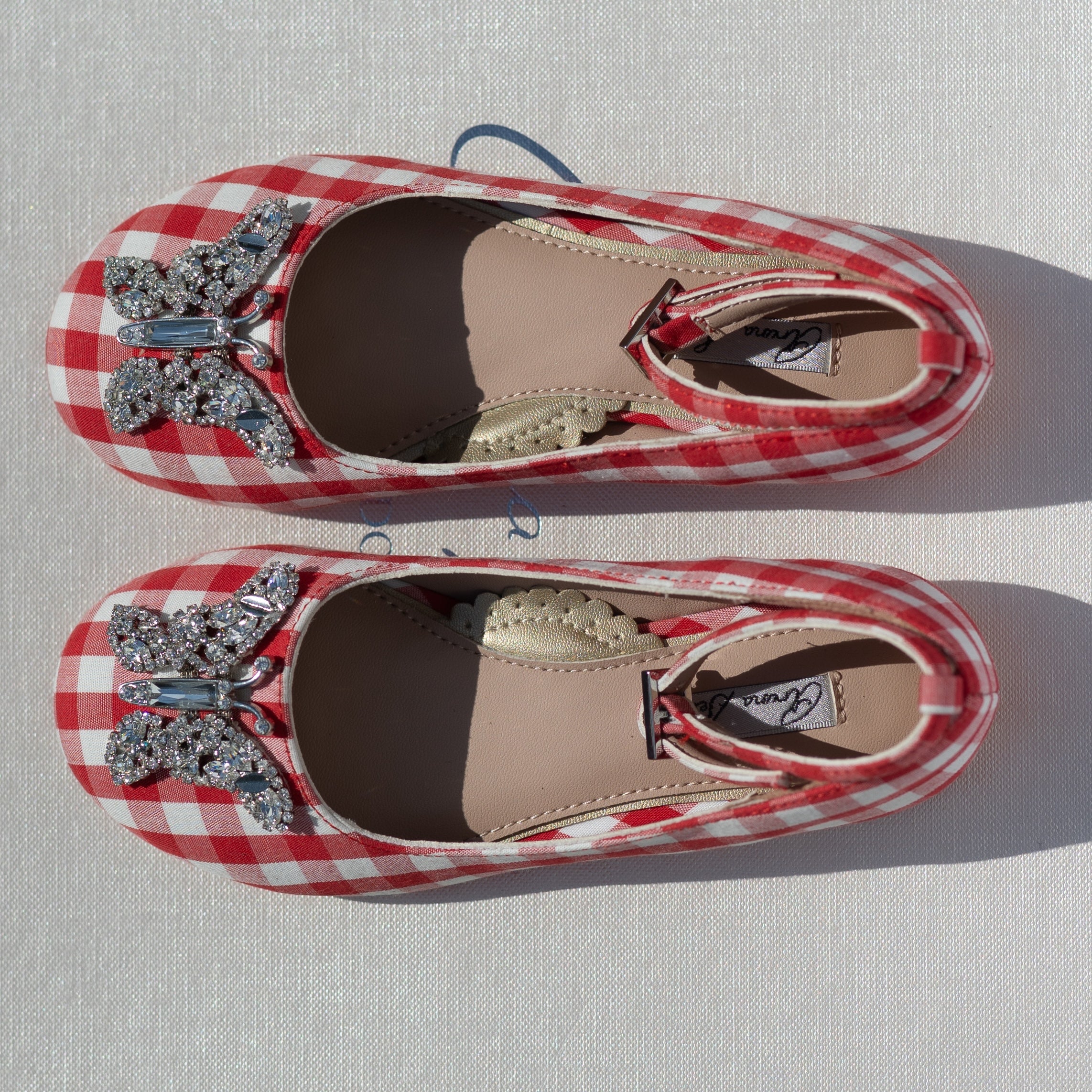 Angelina Butterfly Girls Shoes Red Gingham