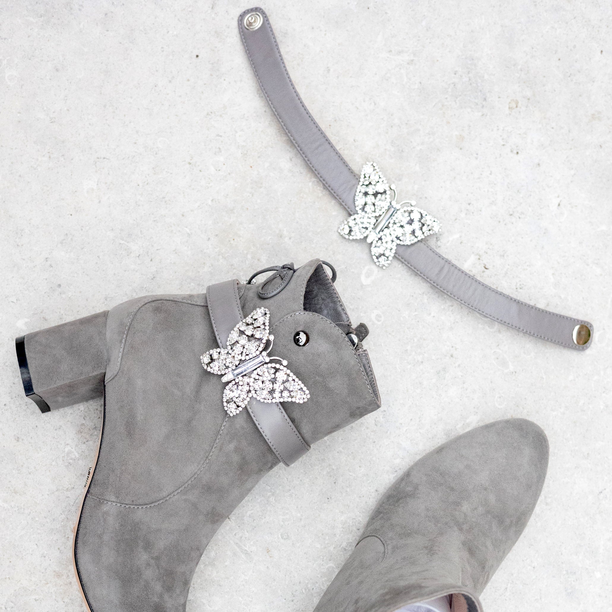 Farfalla Strap Grey Leather