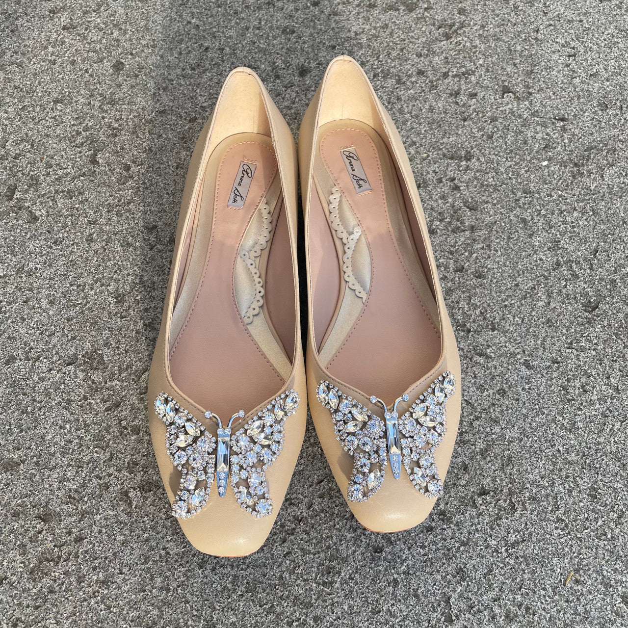 Carrie Butterfly Flats Nude Vegan Leather