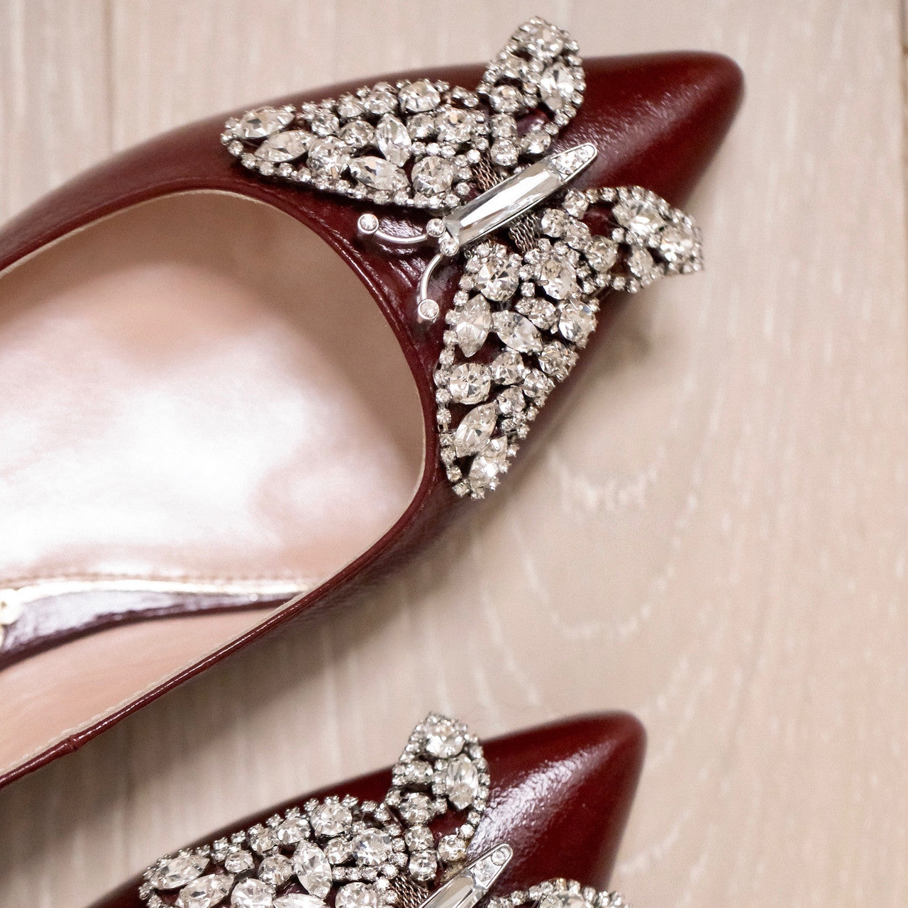 Eliana Butterfly Pointy Flats Burgundy Patent