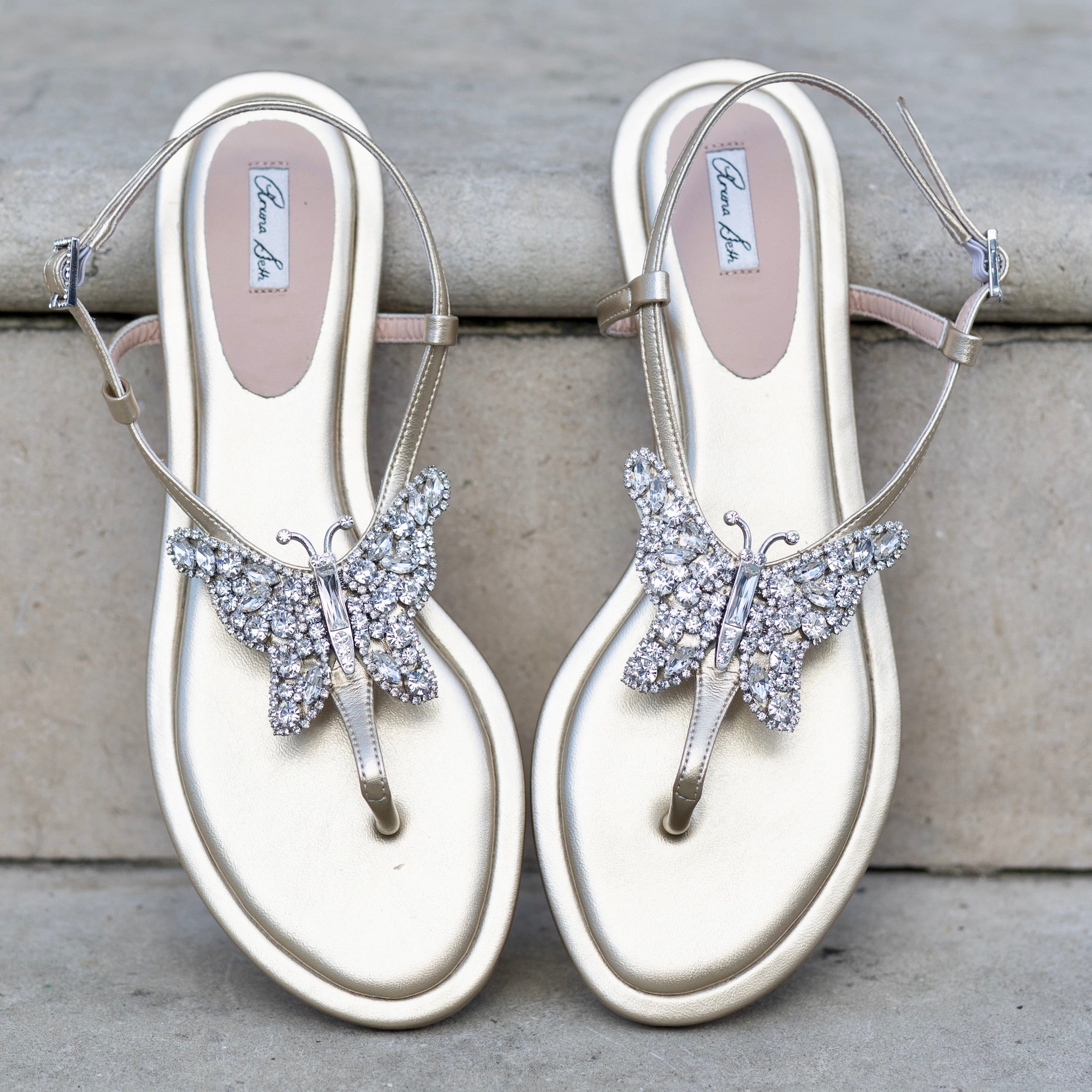 Capri Butterfly T Bar Sandals Gold Leather