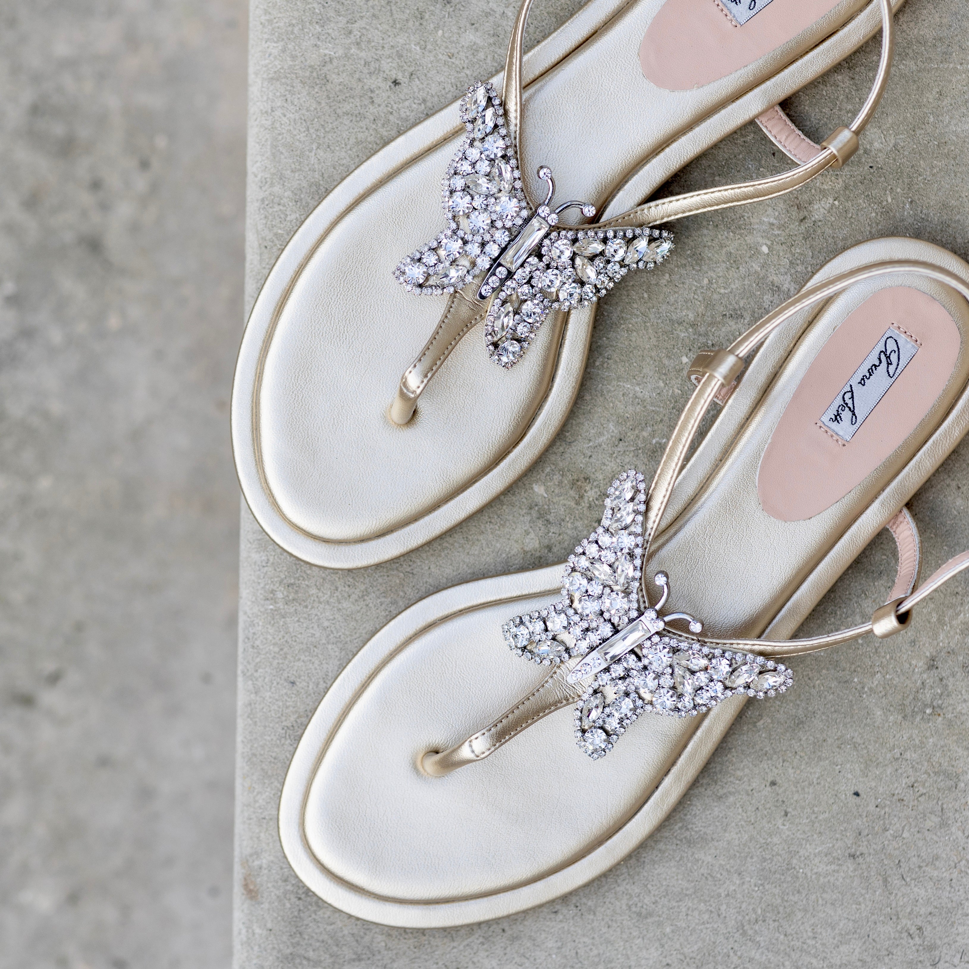 Capri Butterfly T Bar Sandals Gold Leather