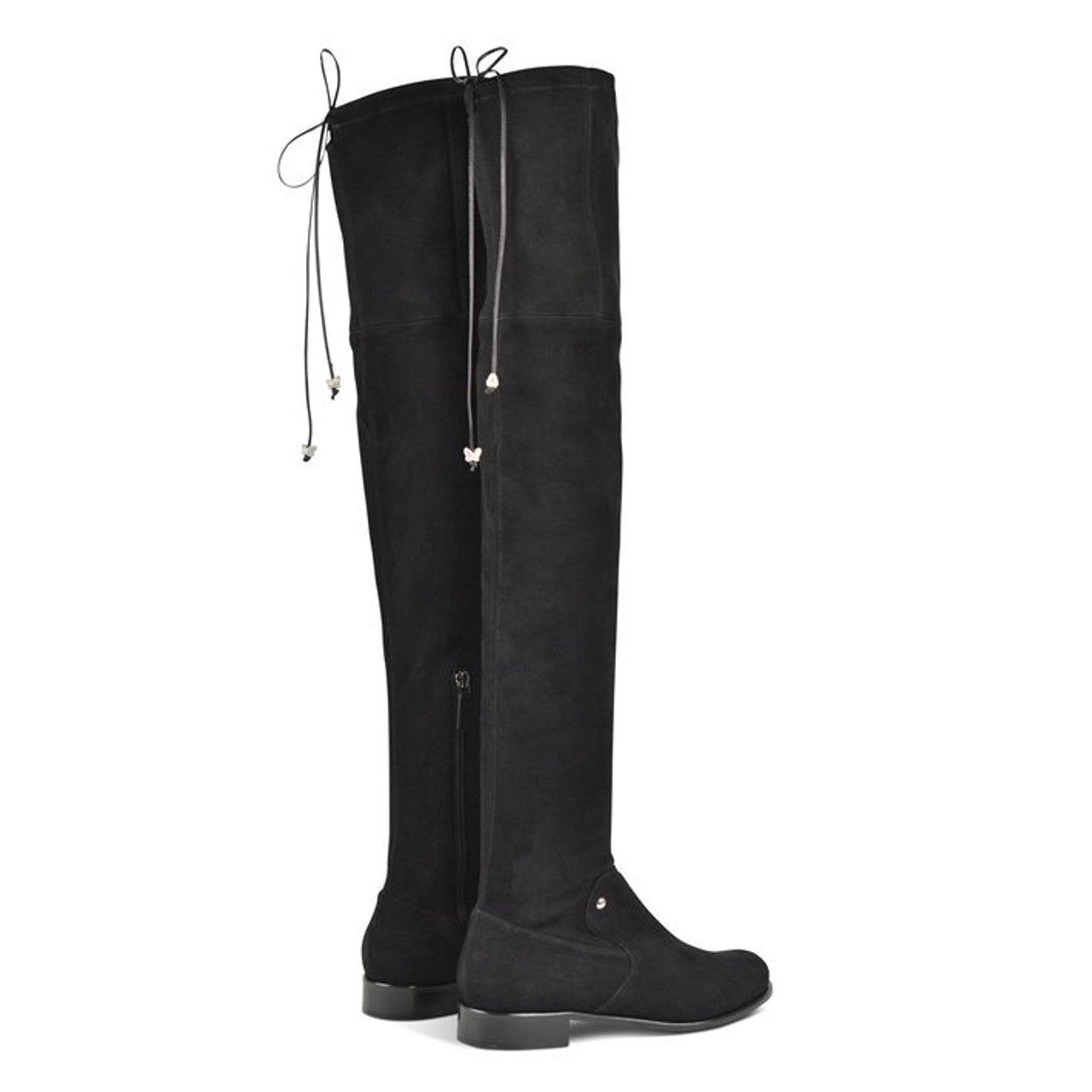 London Black Suede Over the Knee Flat Boots