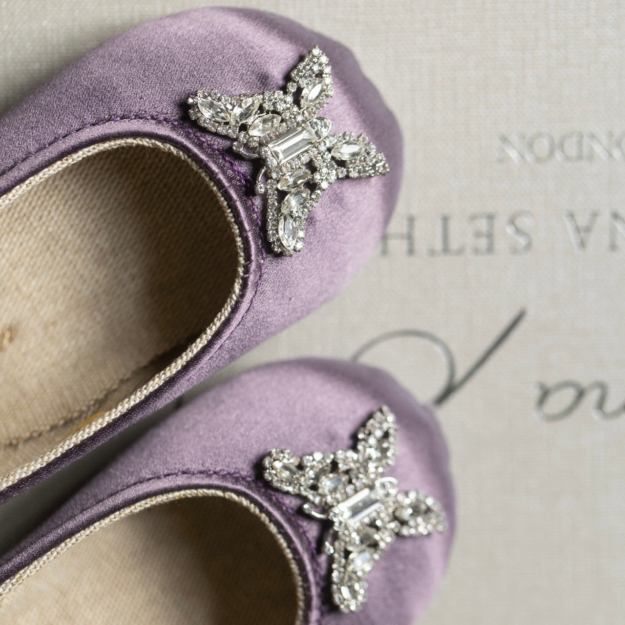 Odette Butterfly Baby Shoes | Lilac Satin
