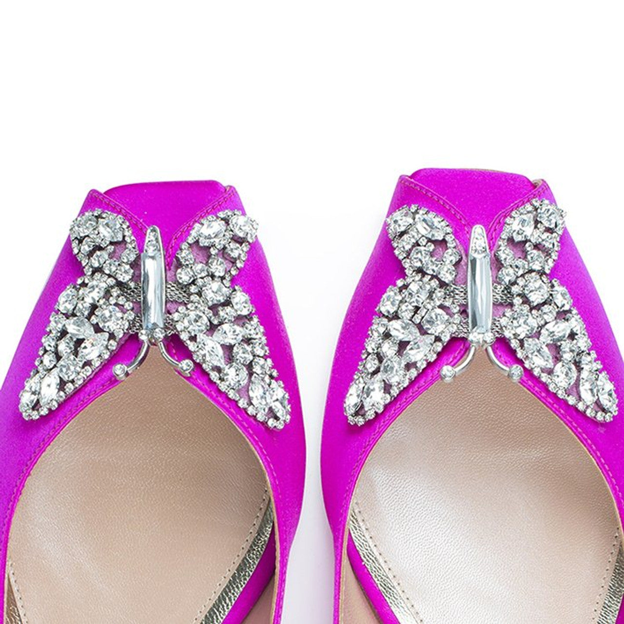Liana Butterfly Open Toe Flats Neon Pink Satin