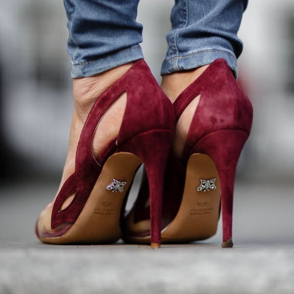 Women's Designer Burgundy Suede Heels