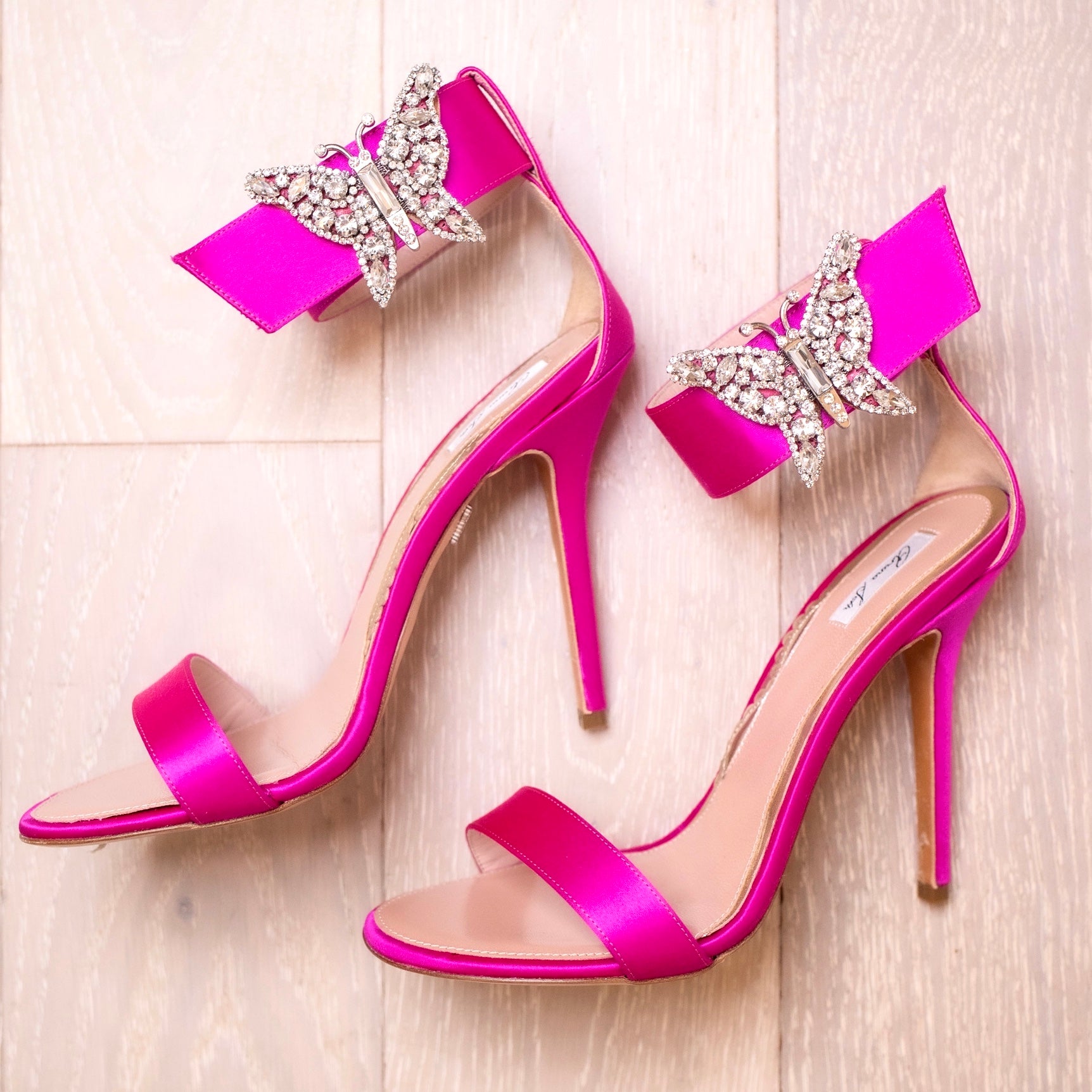 Designer Pink Heels Butterfly Shoes