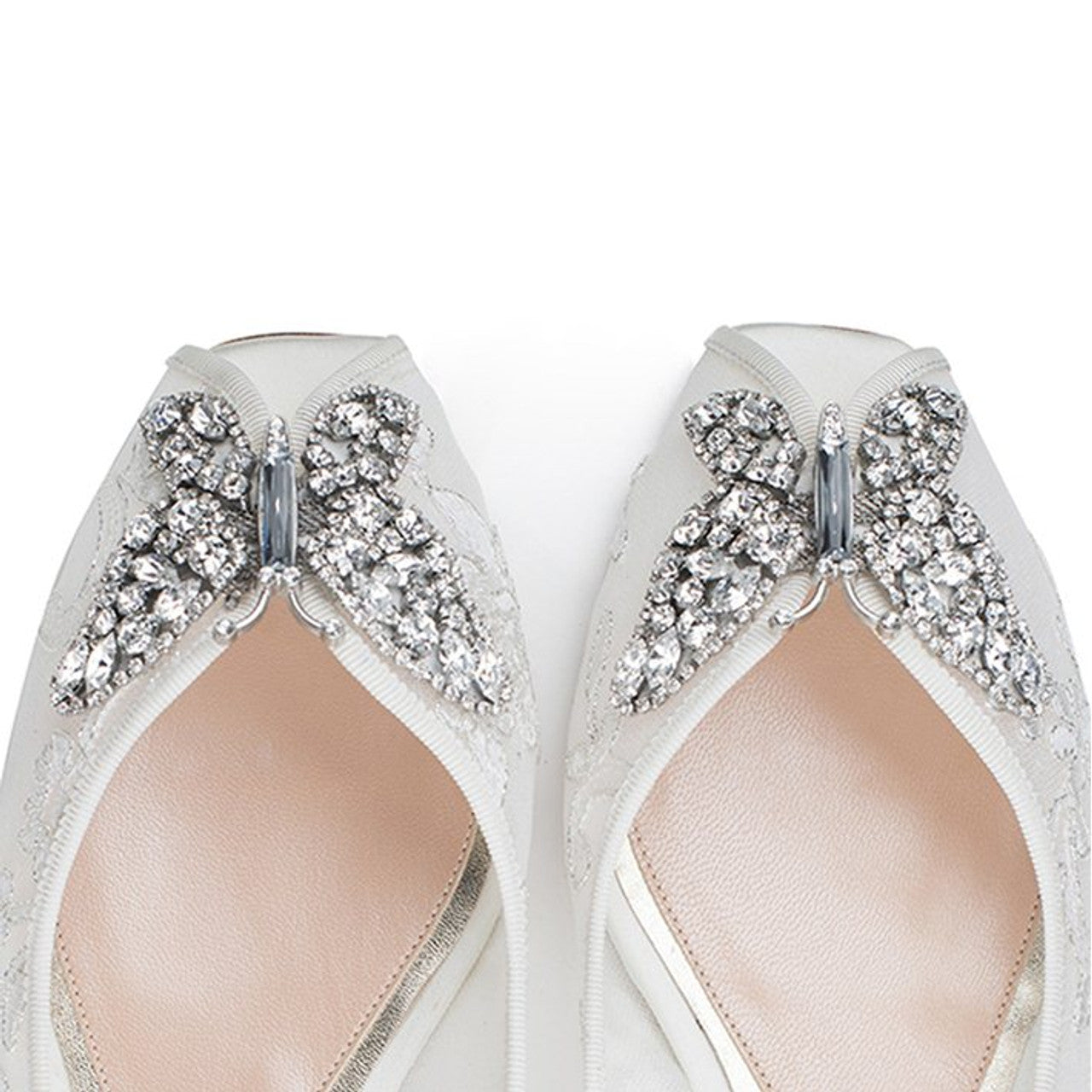 Liana Butterfly Open Toe Flats Ivory Lace