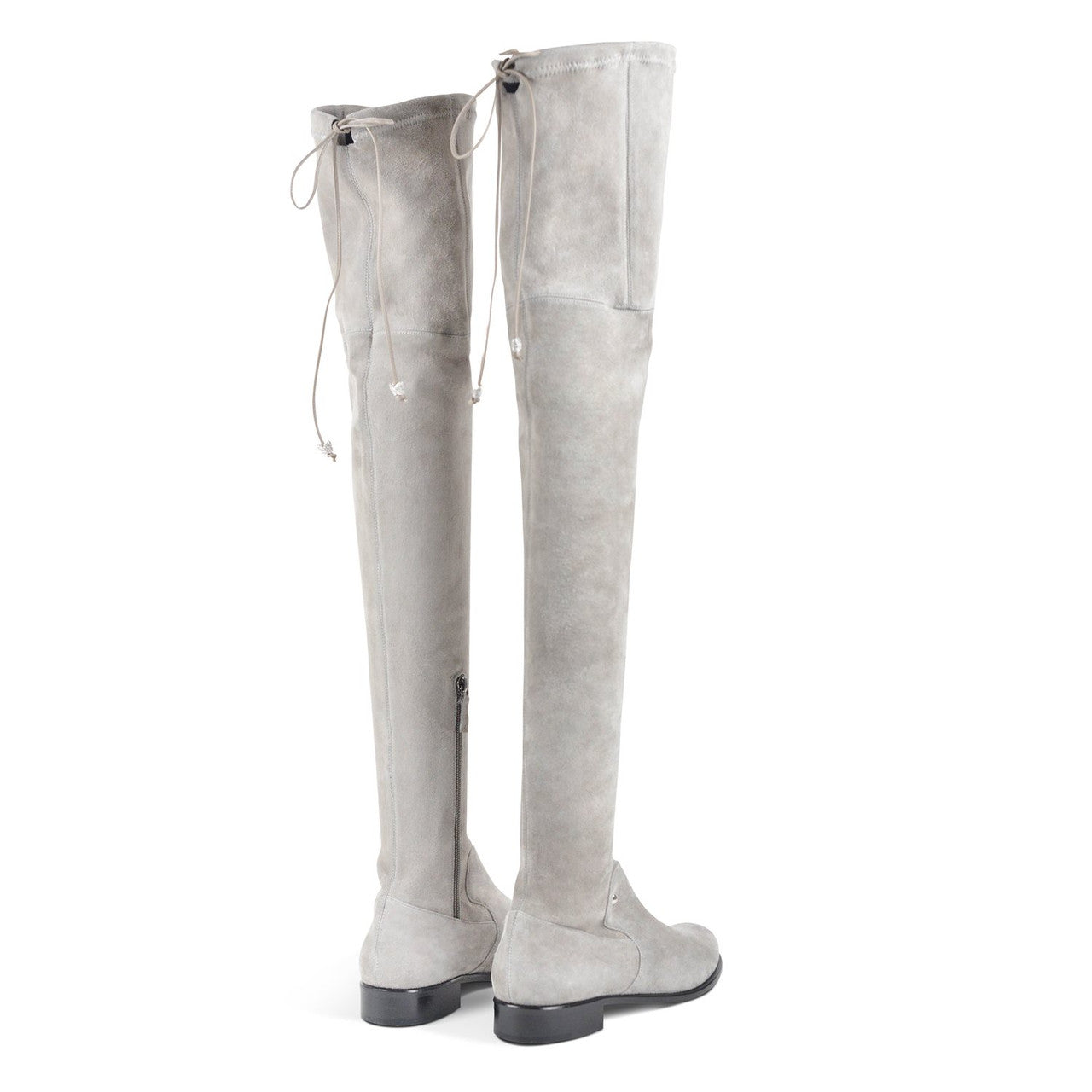 London Grey Suede Over the Knee Flat Boots