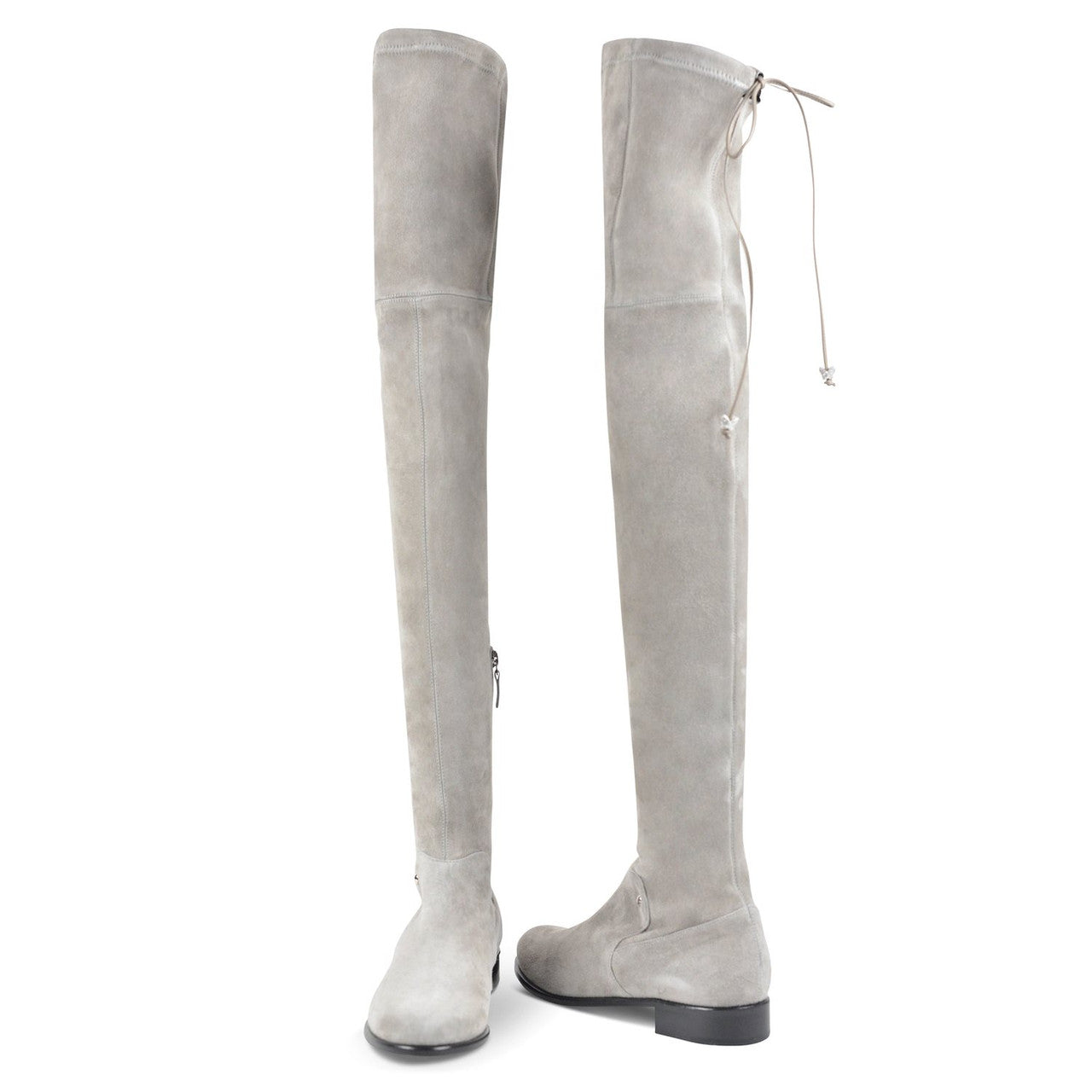 London Grey Suede Over the Knee Flat Boots