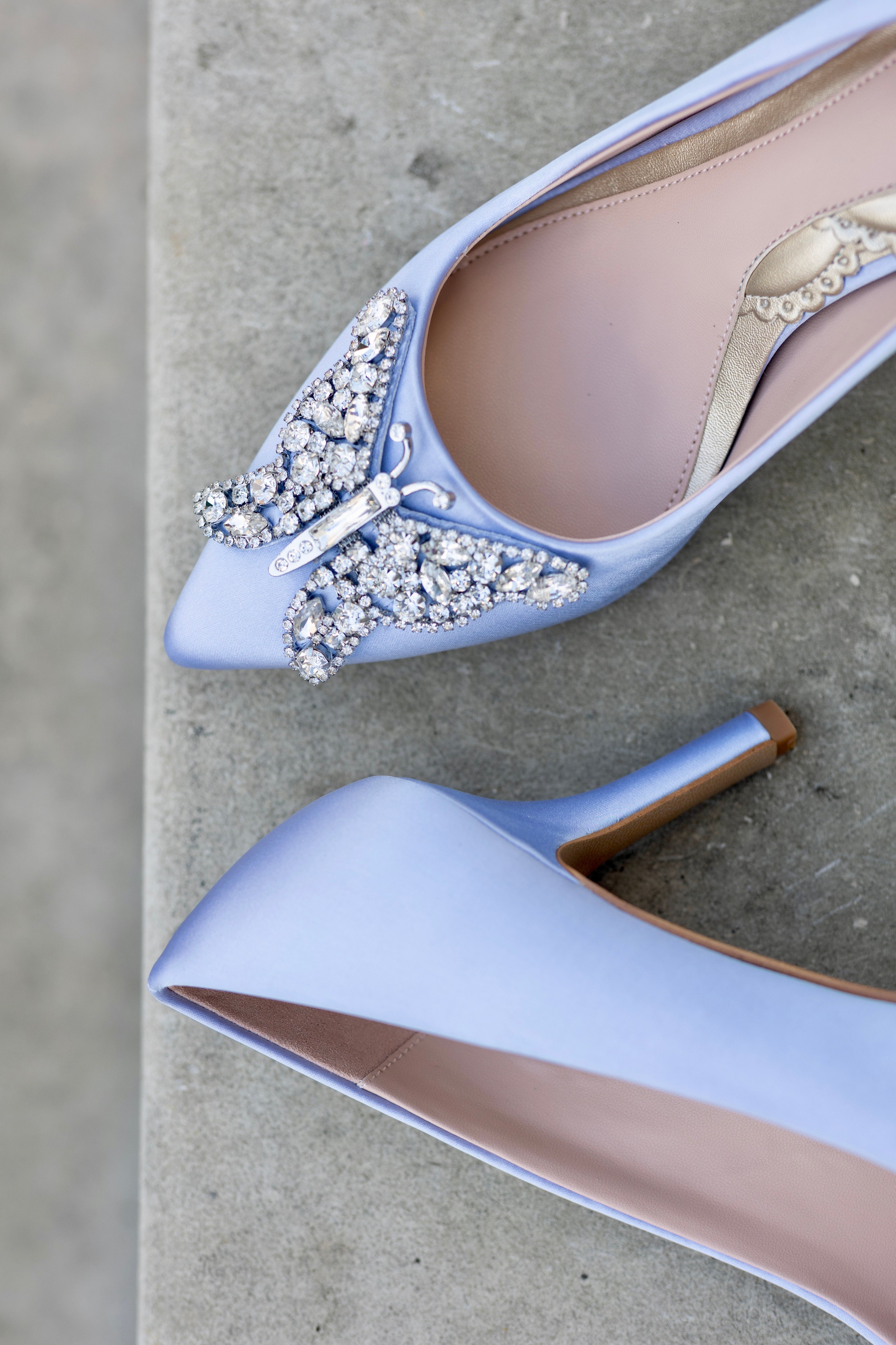 Emilia Butterfly Heels Sky Blue Satin