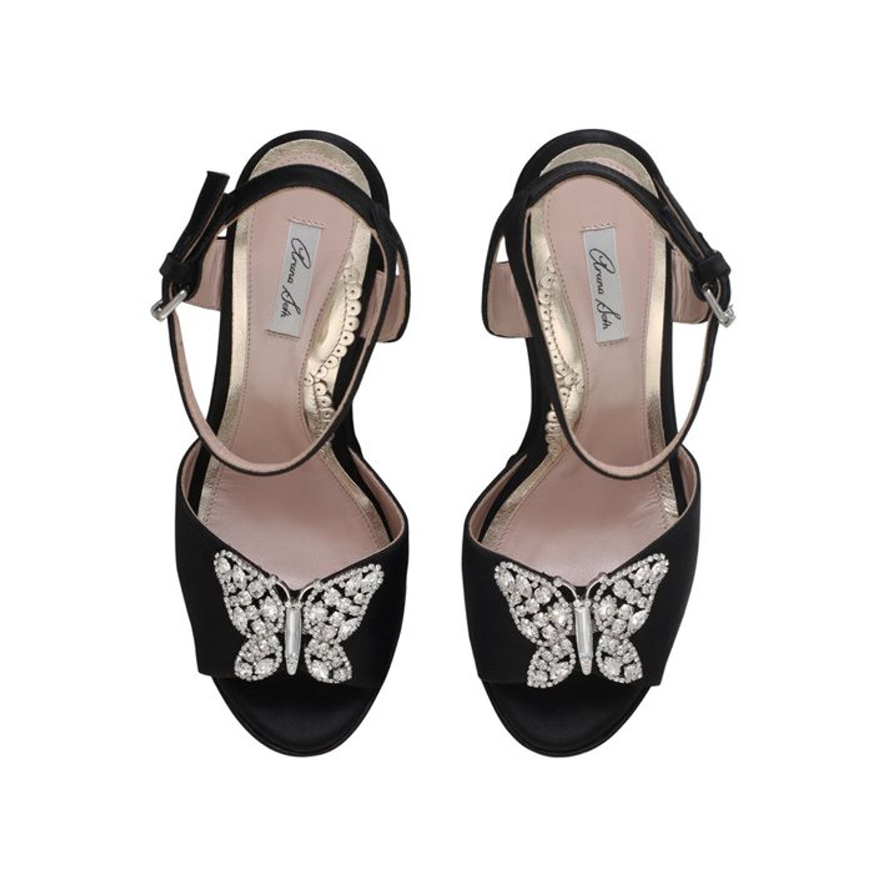 Cannes Platform Wedge Heel Black Satin