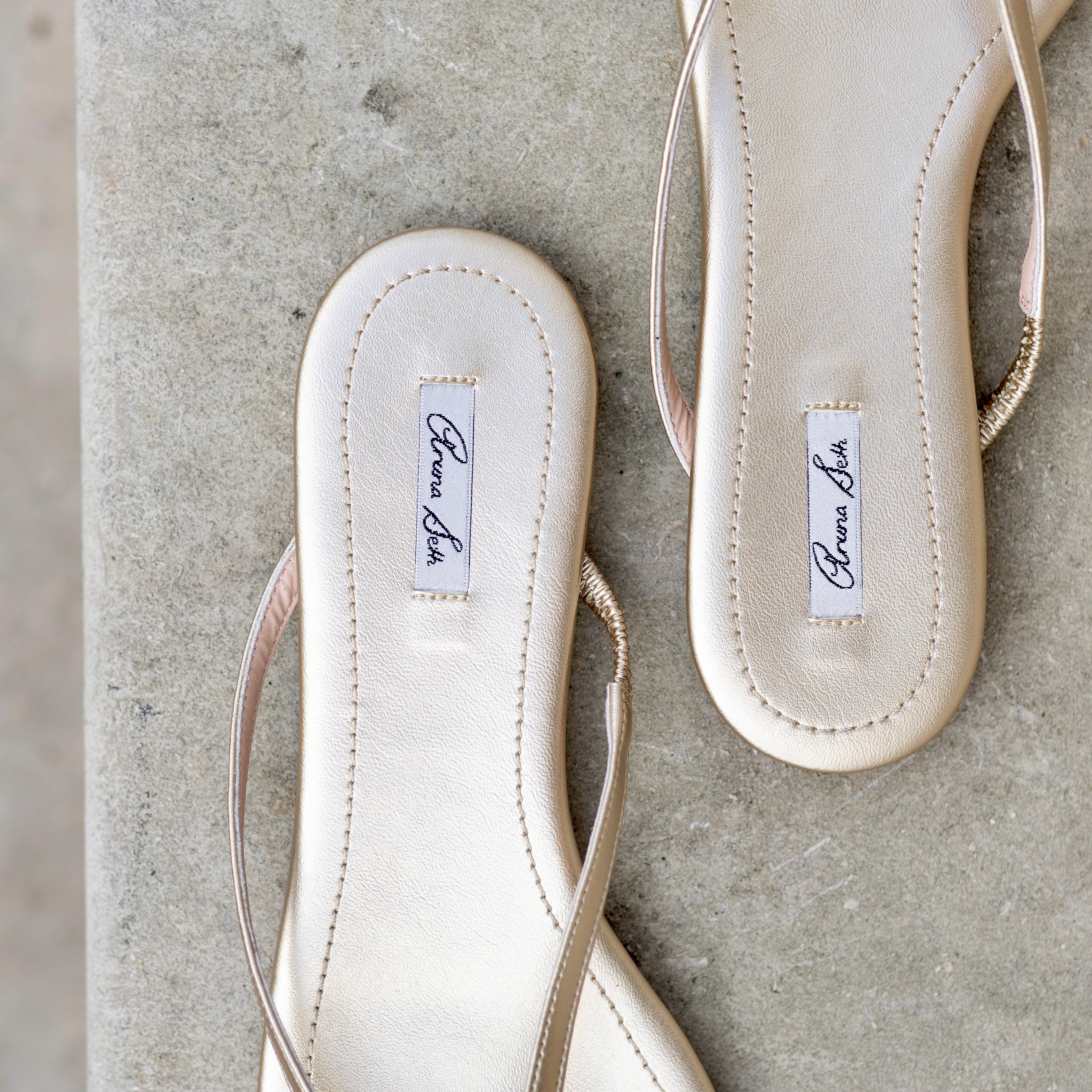 Farfalla Butterfly Flip Flop Gold Leather