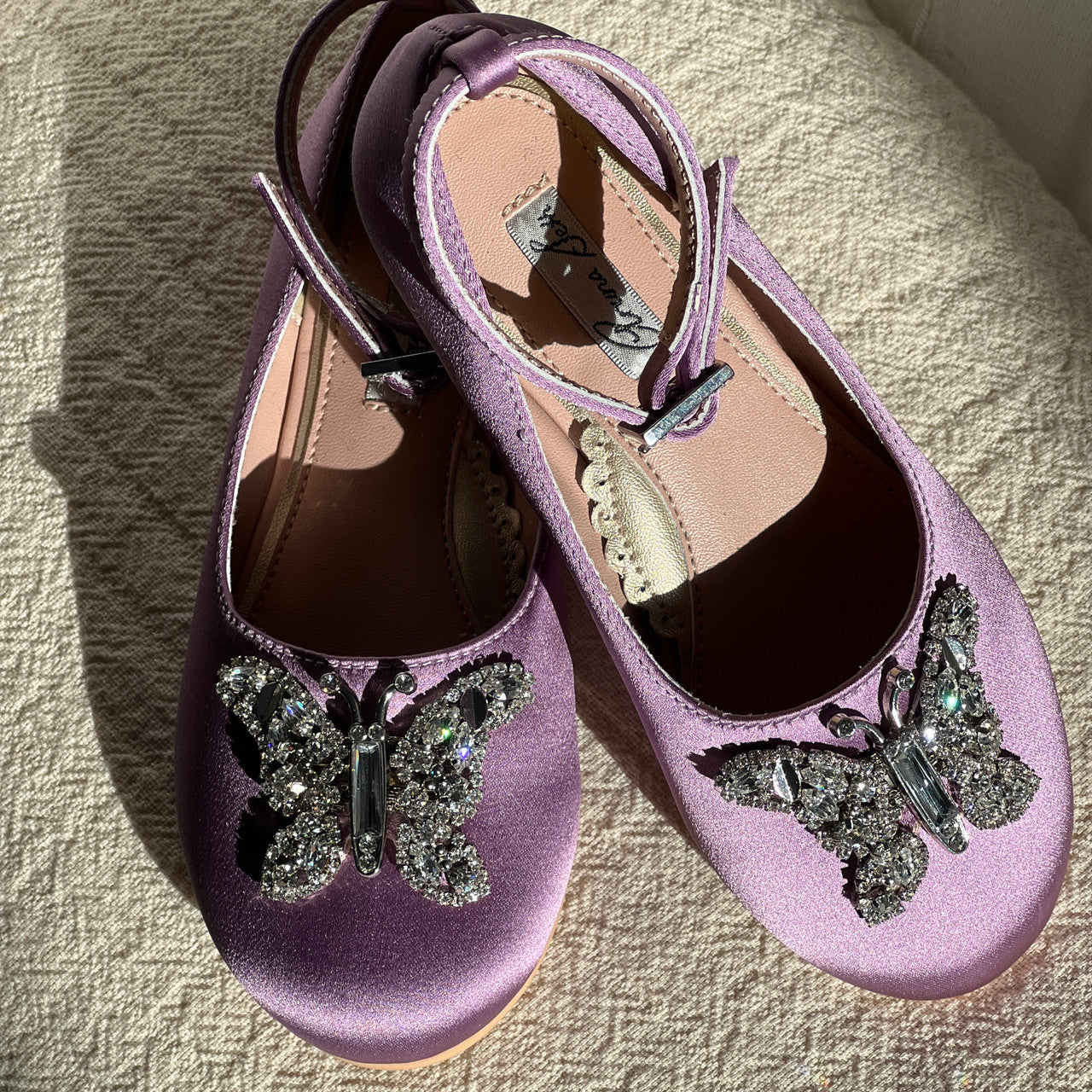 Angelina Butterfly Girls Shoes Lilac Satin Ballerina