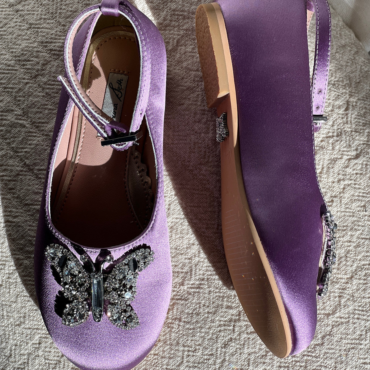 Angelina Butterfly Girls Shoes Lilac Satin Ballerina