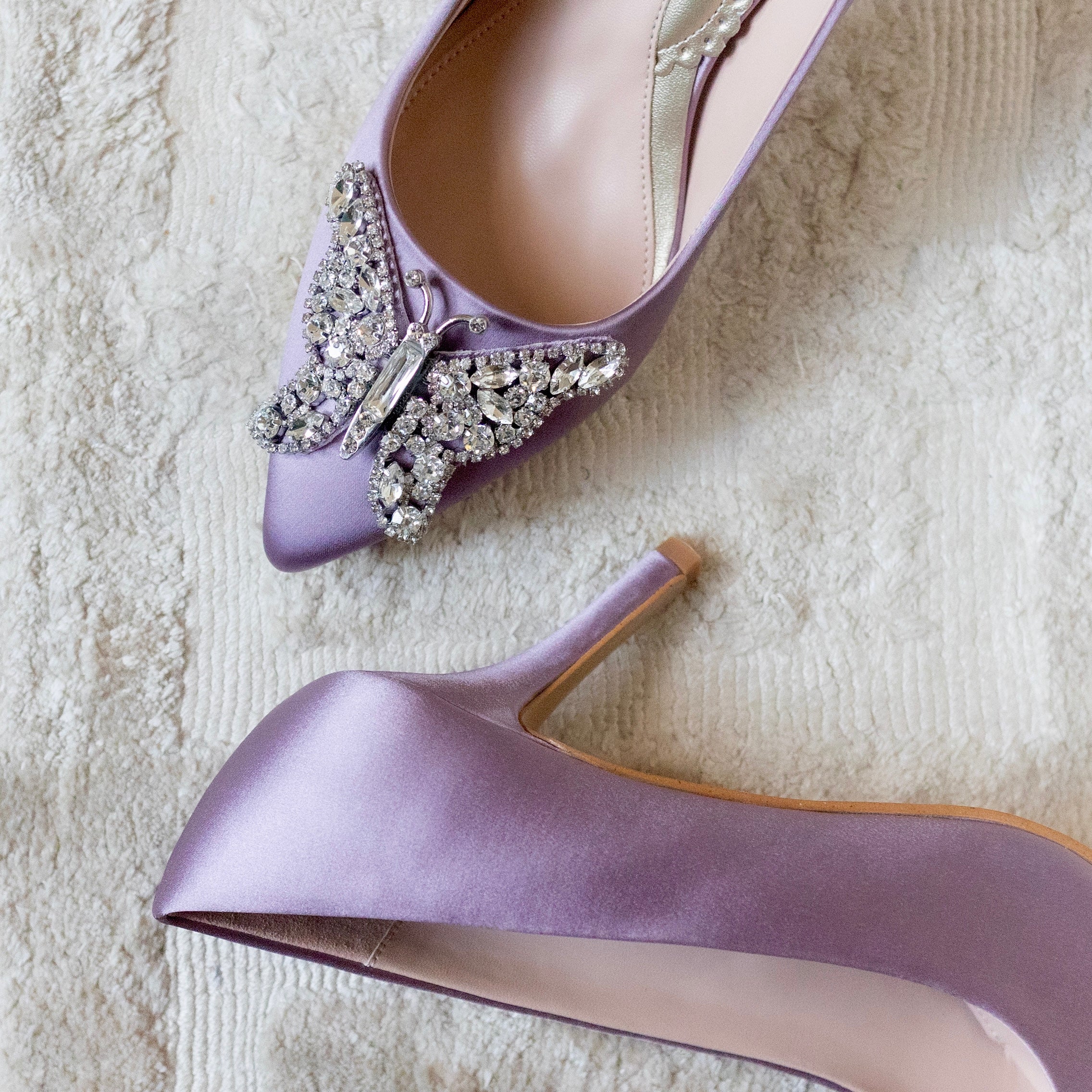 Emilia Butterfly Heels Lilac Satin