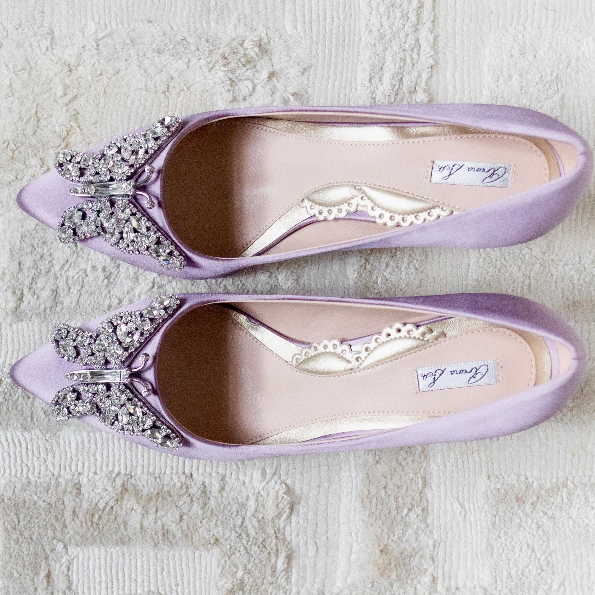 Emilia Butterfly Heels Lilac Satin