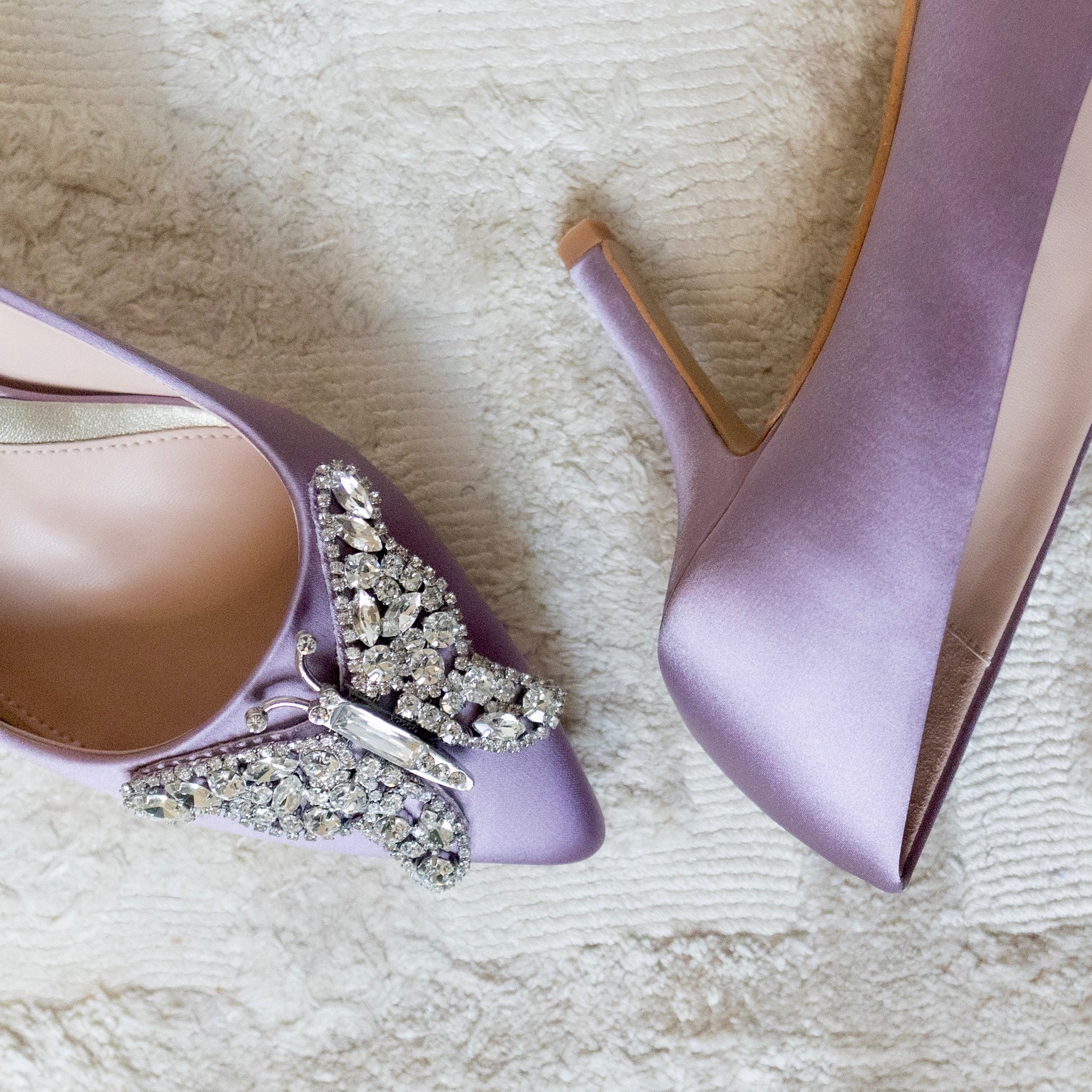 Emilia Butterfly Heels Lilac Satin