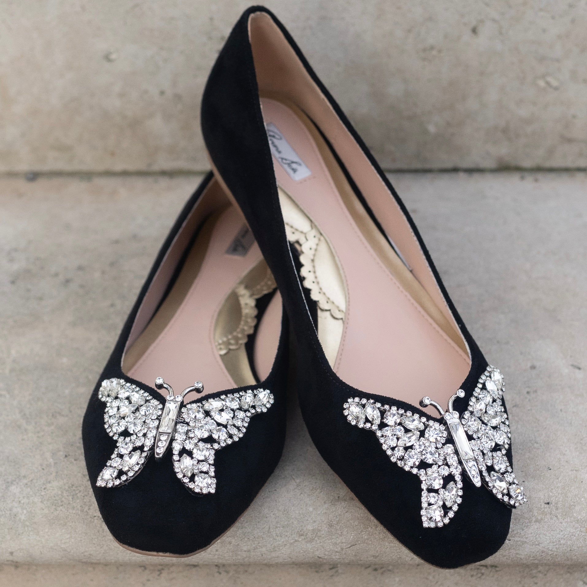 Carrie Butterfly Flats Black Suede