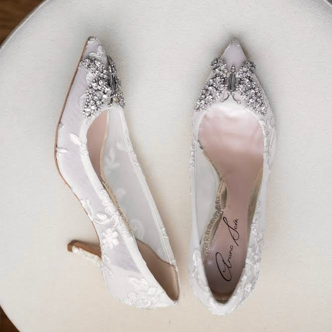 Grace Butterfly Heels Ivory Lace