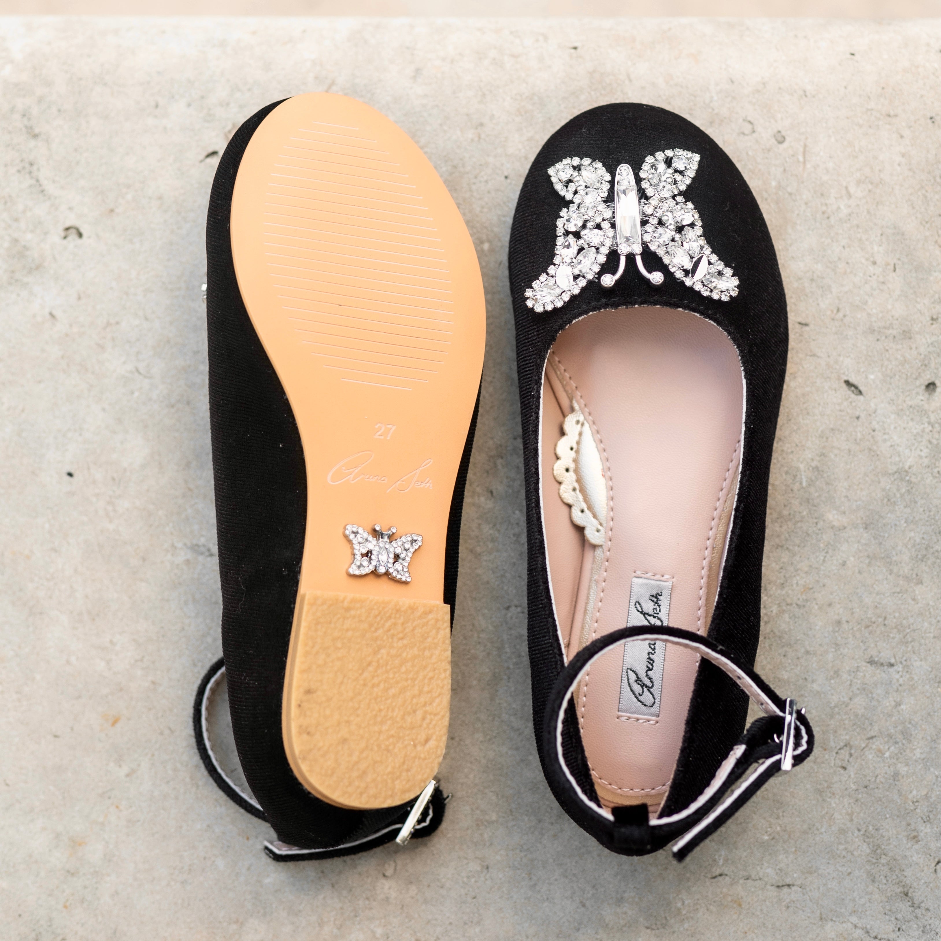 Angelina Butterfly Girls Shoes Black Velvet
