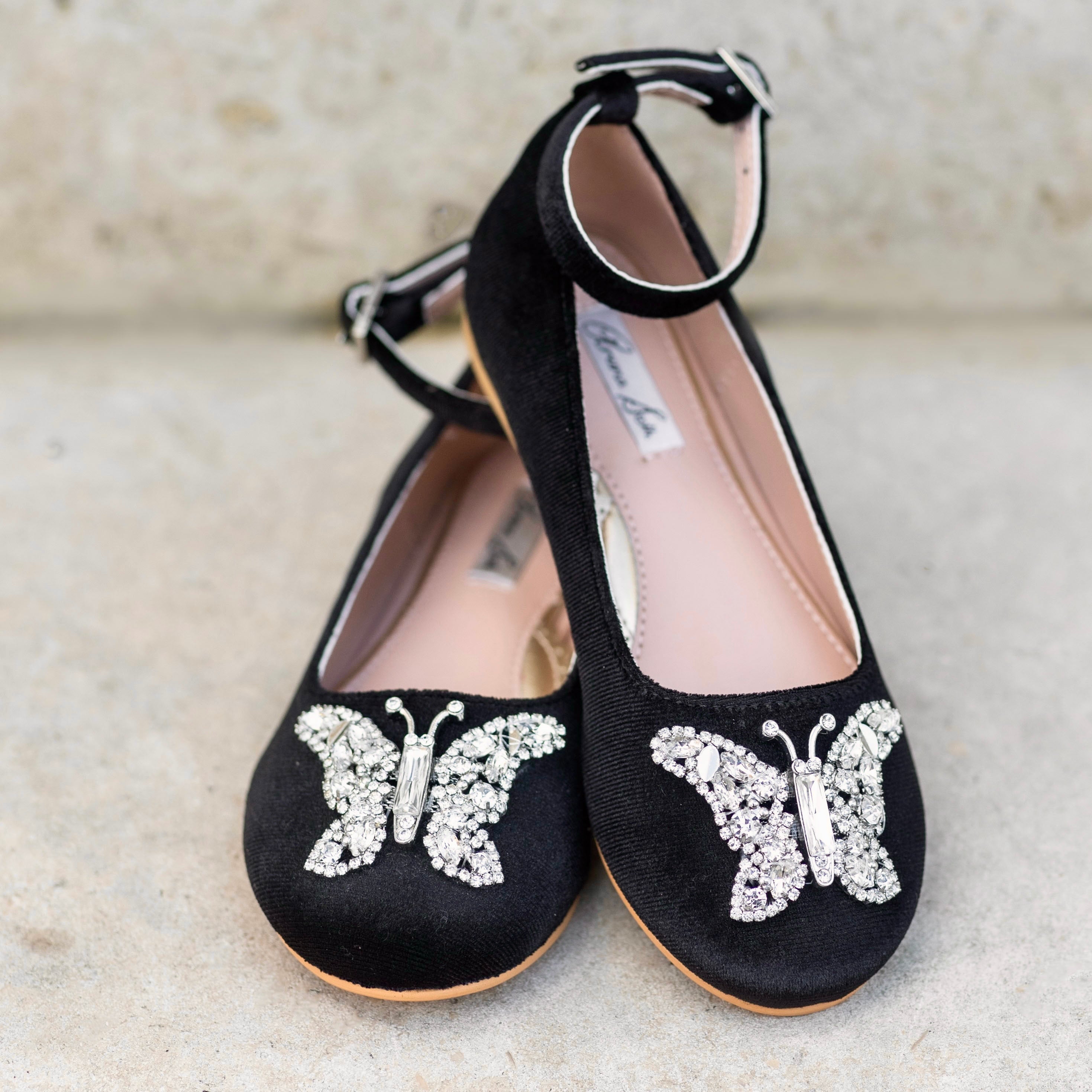Angelina Butterfly Girls Shoes Black Velvet