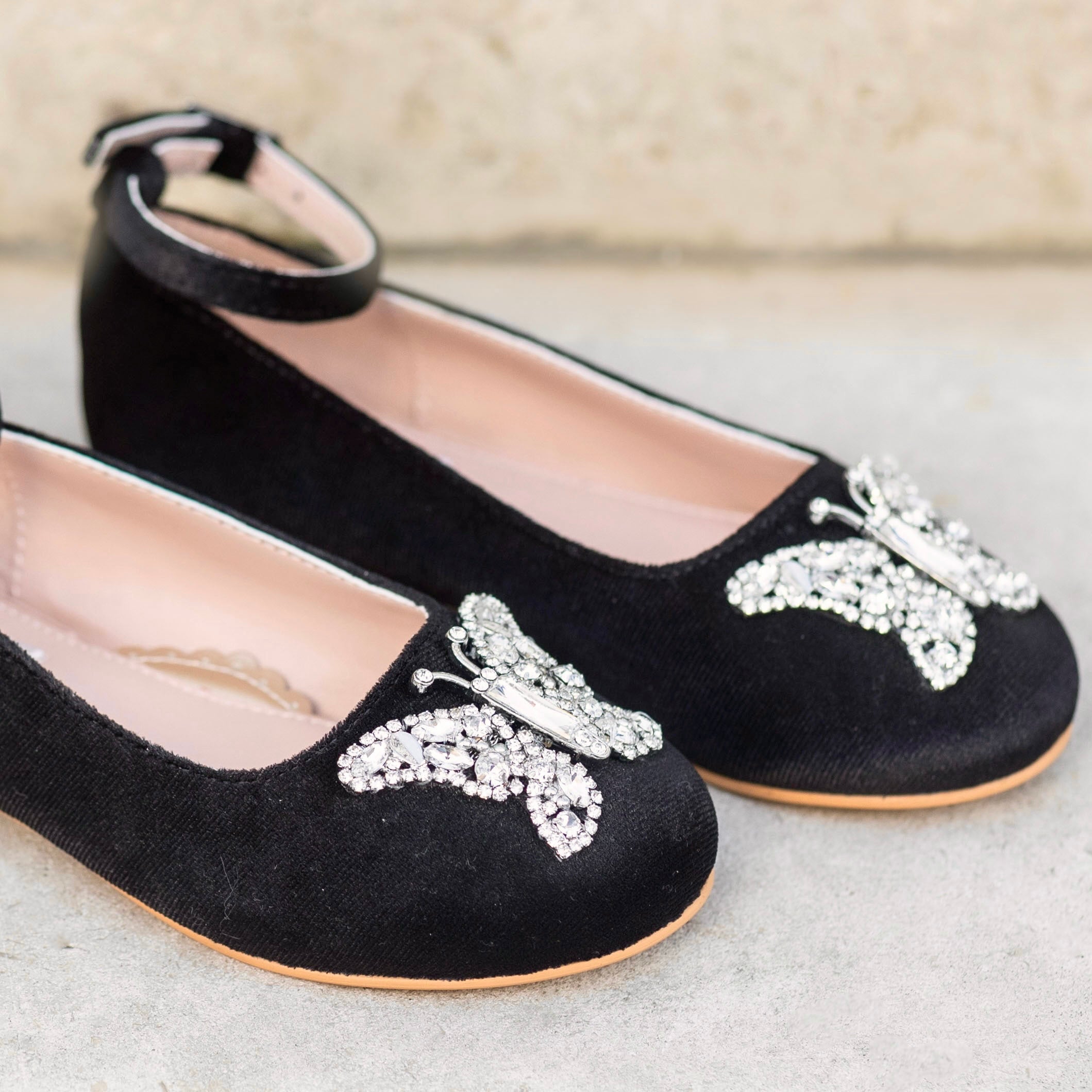 Angelina Butterfly Girls Shoes Black Velvet