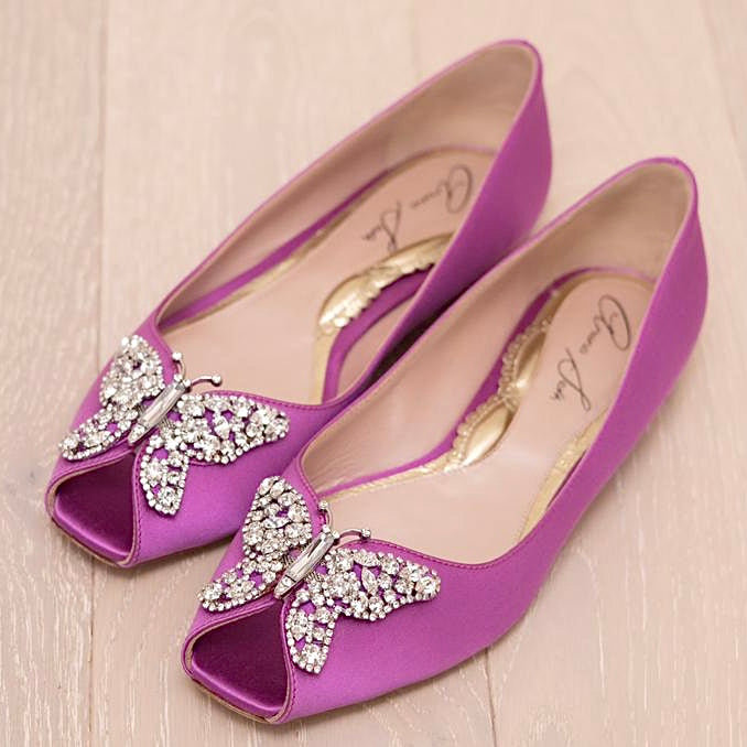 Outlet: Liana Butterfly Open Toe Flats Lilac Orchid Satin