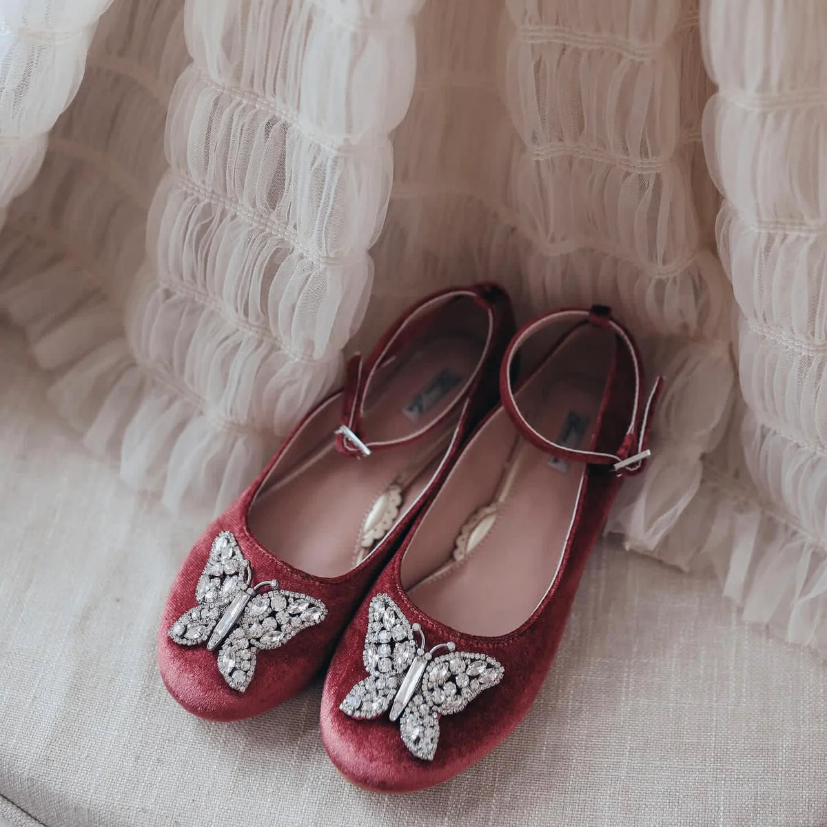 ANGELINA BUTTERFLY GIRLS SHOES FESTIVE BERRY VELVET