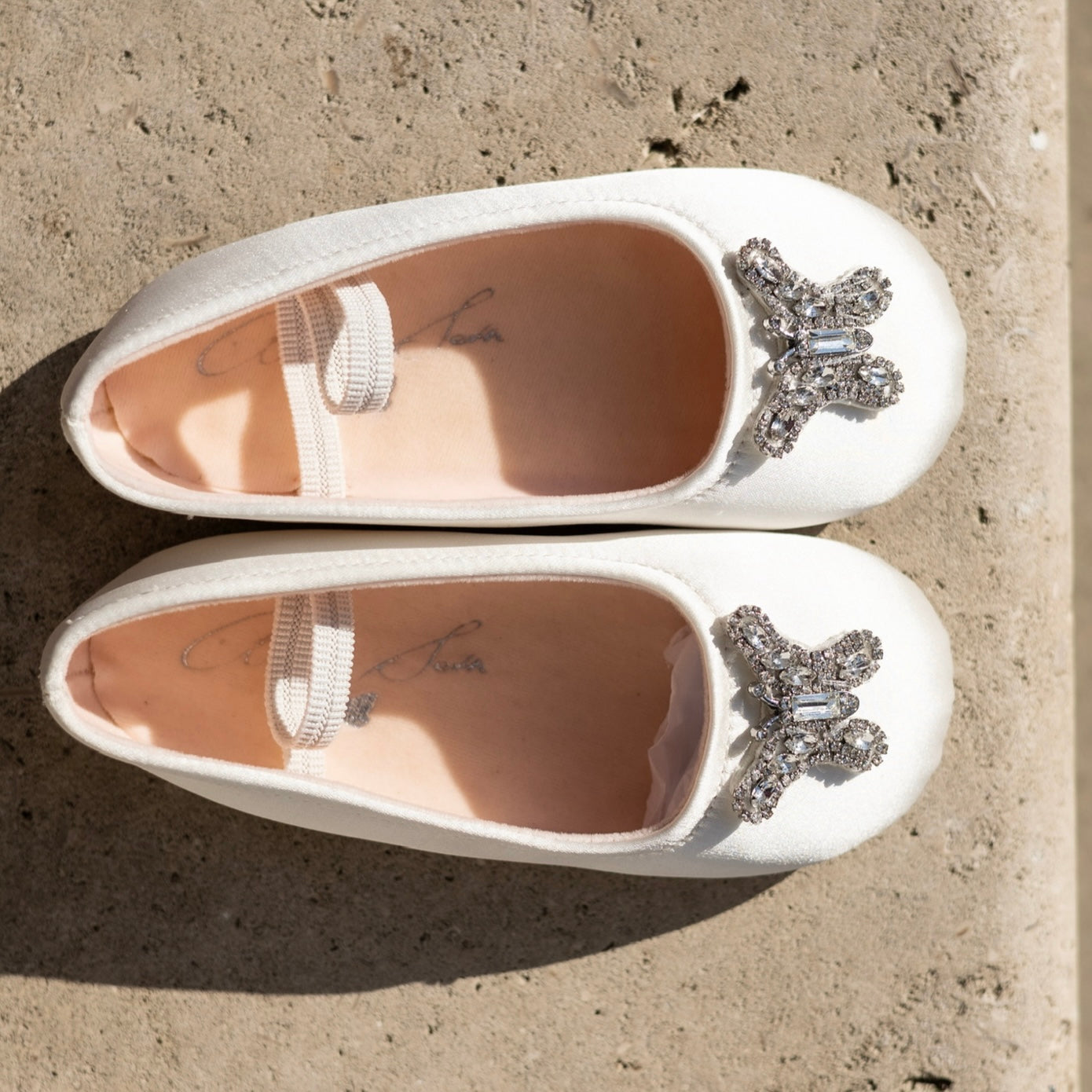 Odette Butterfly Baby Shoes | Ivory Satin