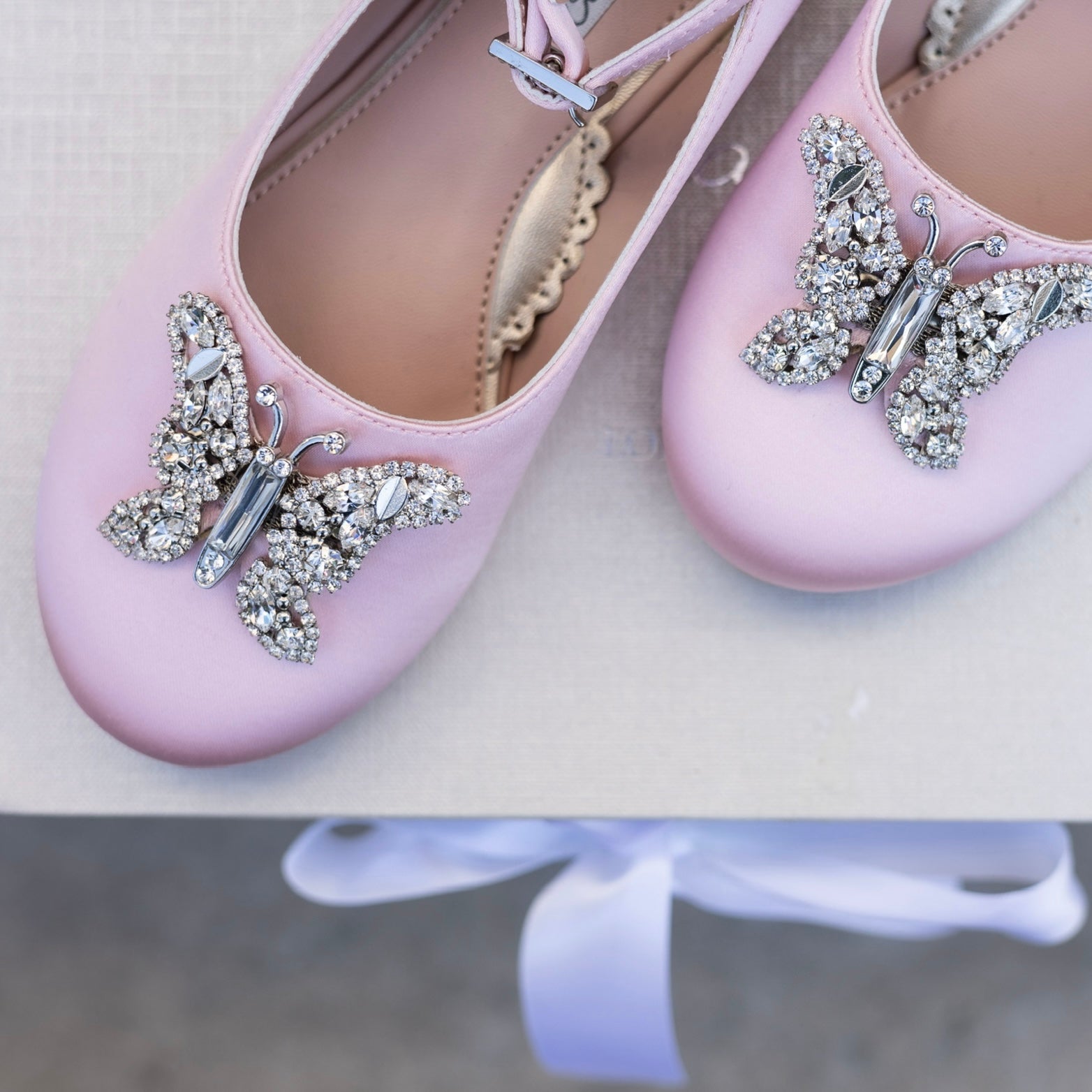 Angelina Butterfly Girls Shoes Baby Pink Satin