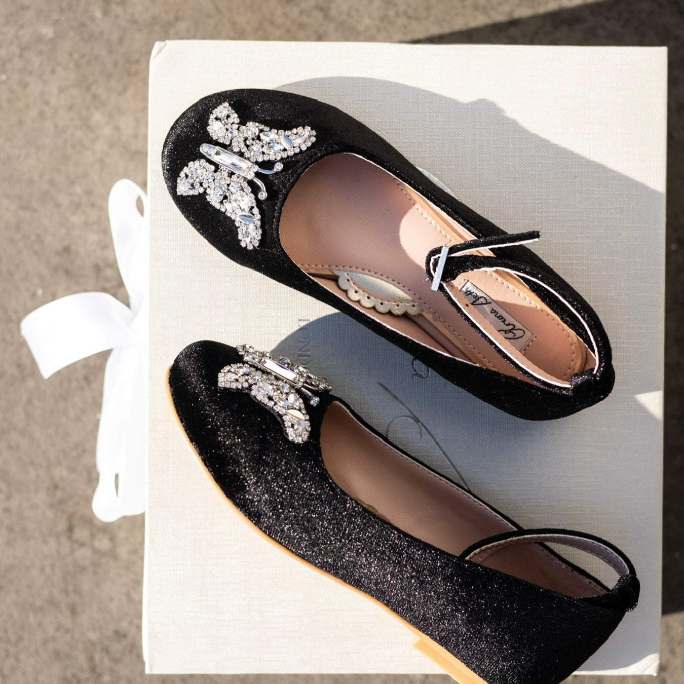 Angelina Butterfly Girls Shoes Black Velvet