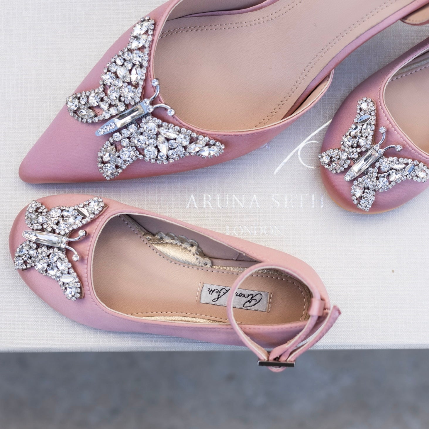 Angelina Butterfly Girls Shoes Blush Satin