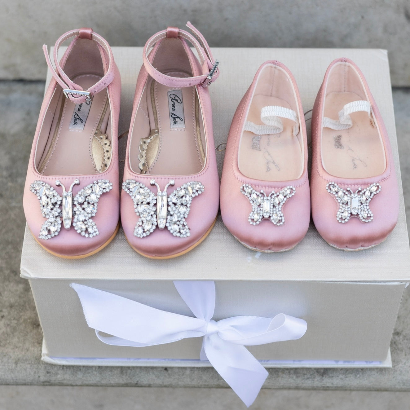 Angelina Butterfly Girls Shoes Blush Satin