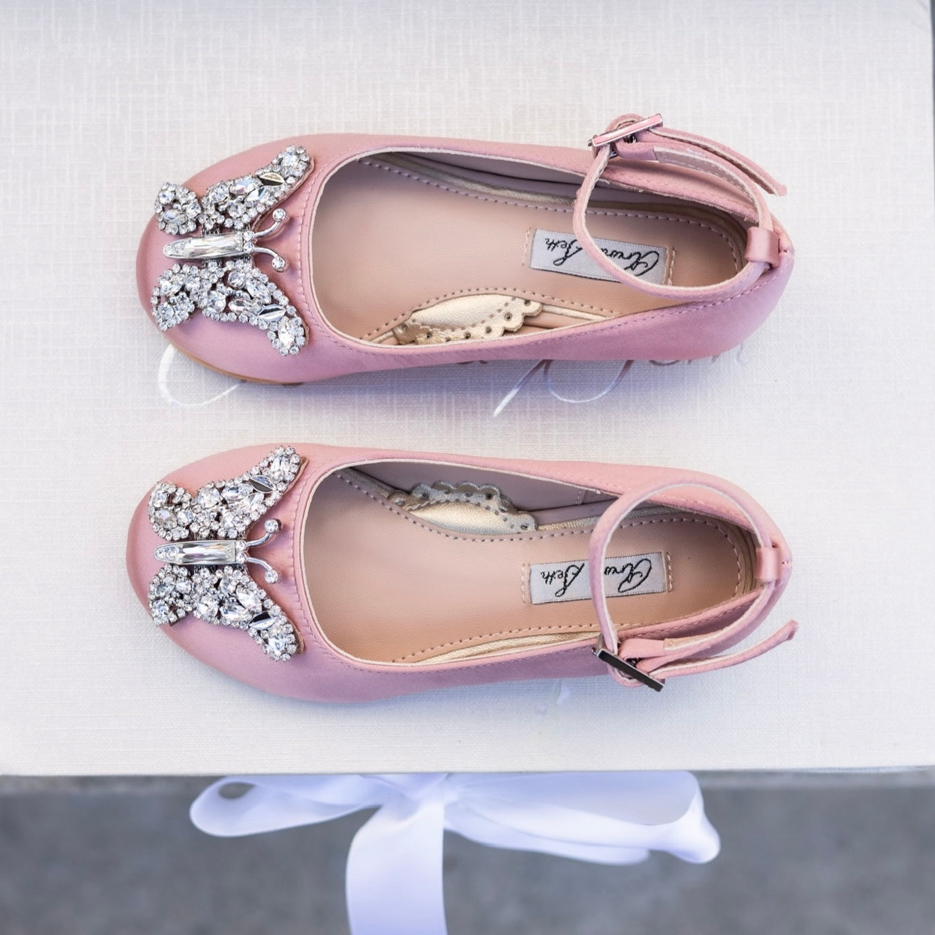 Angelina Butterfly Girls Shoes Blush Satin