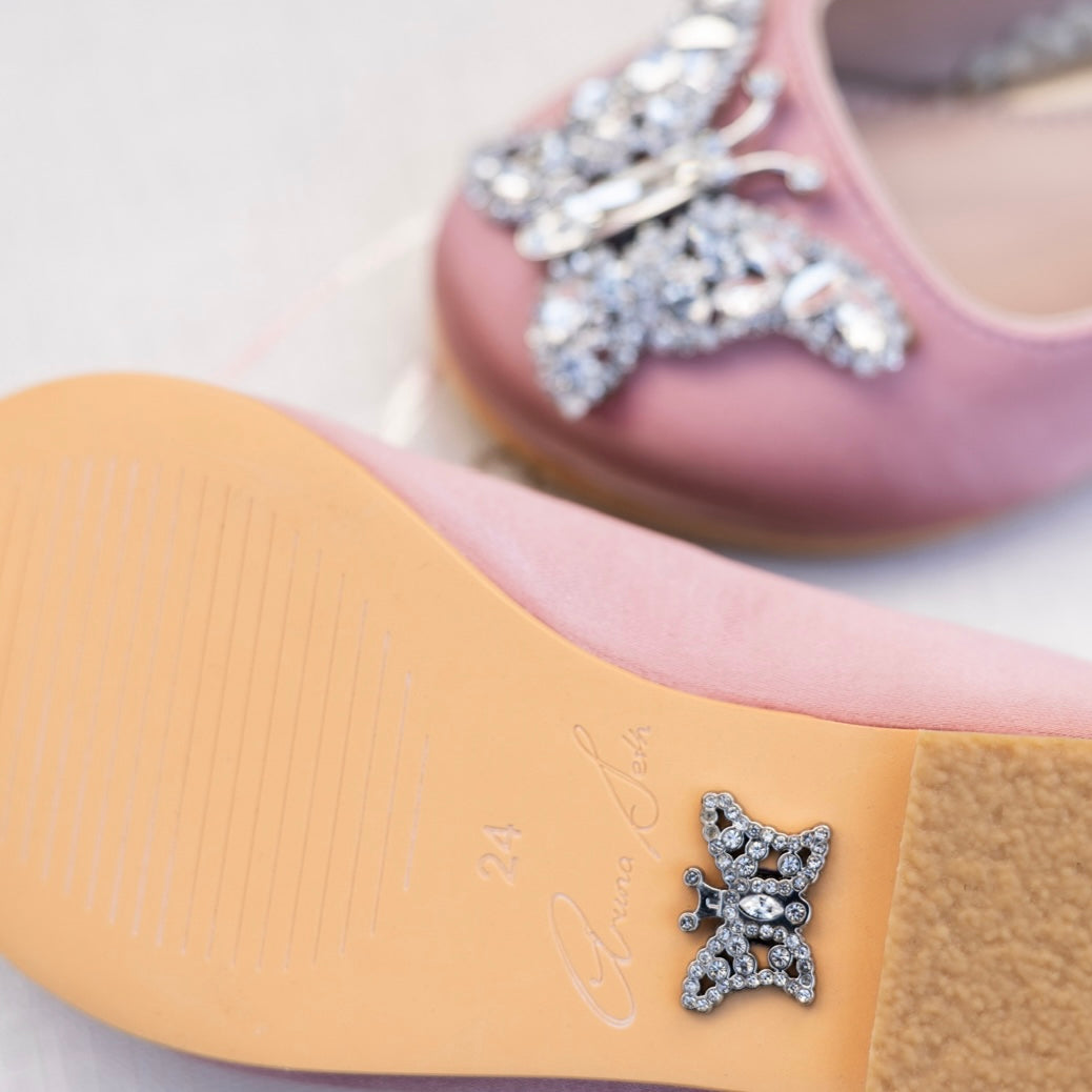 Angelina Butterfly Girls Shoes Blush Satin