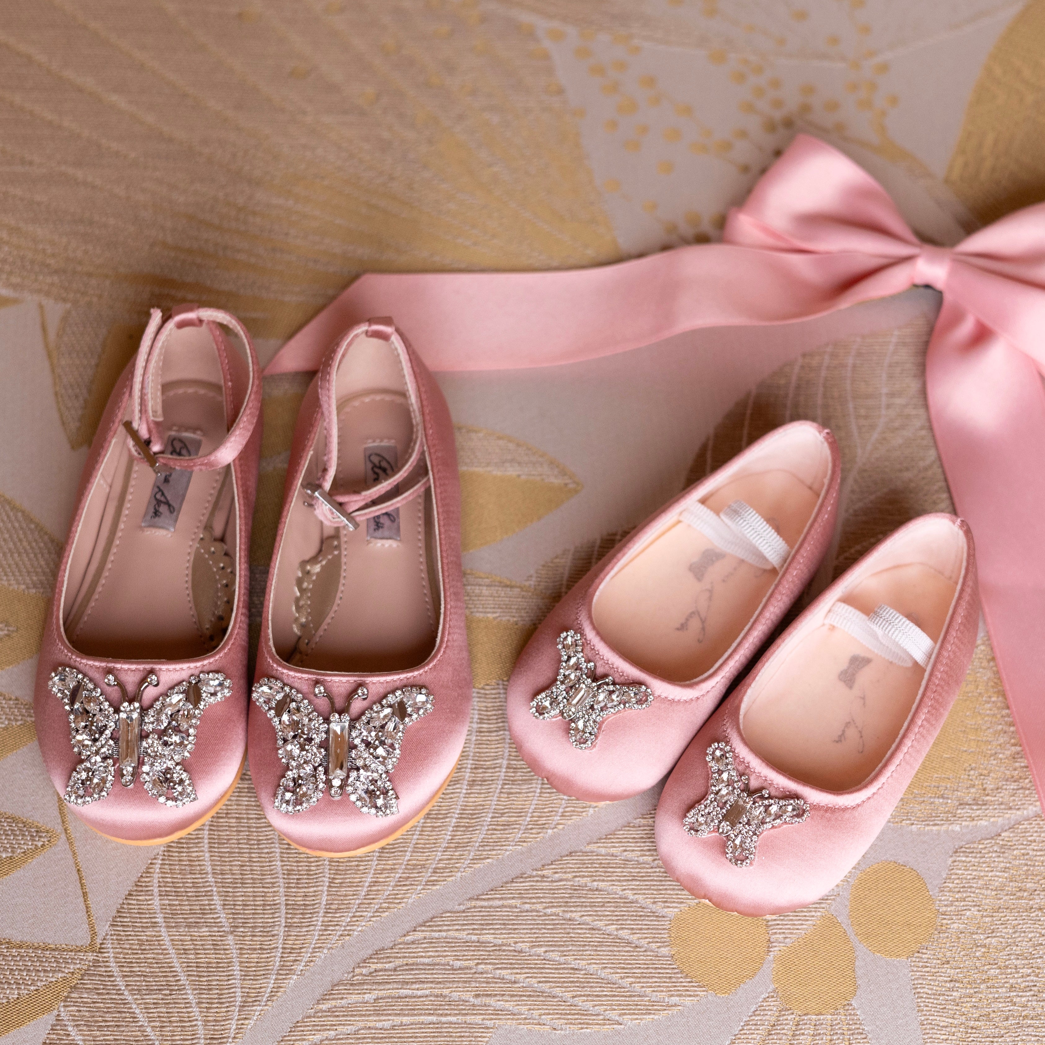 Odette Butterfly Baby Shoes | Blush Pink Satin