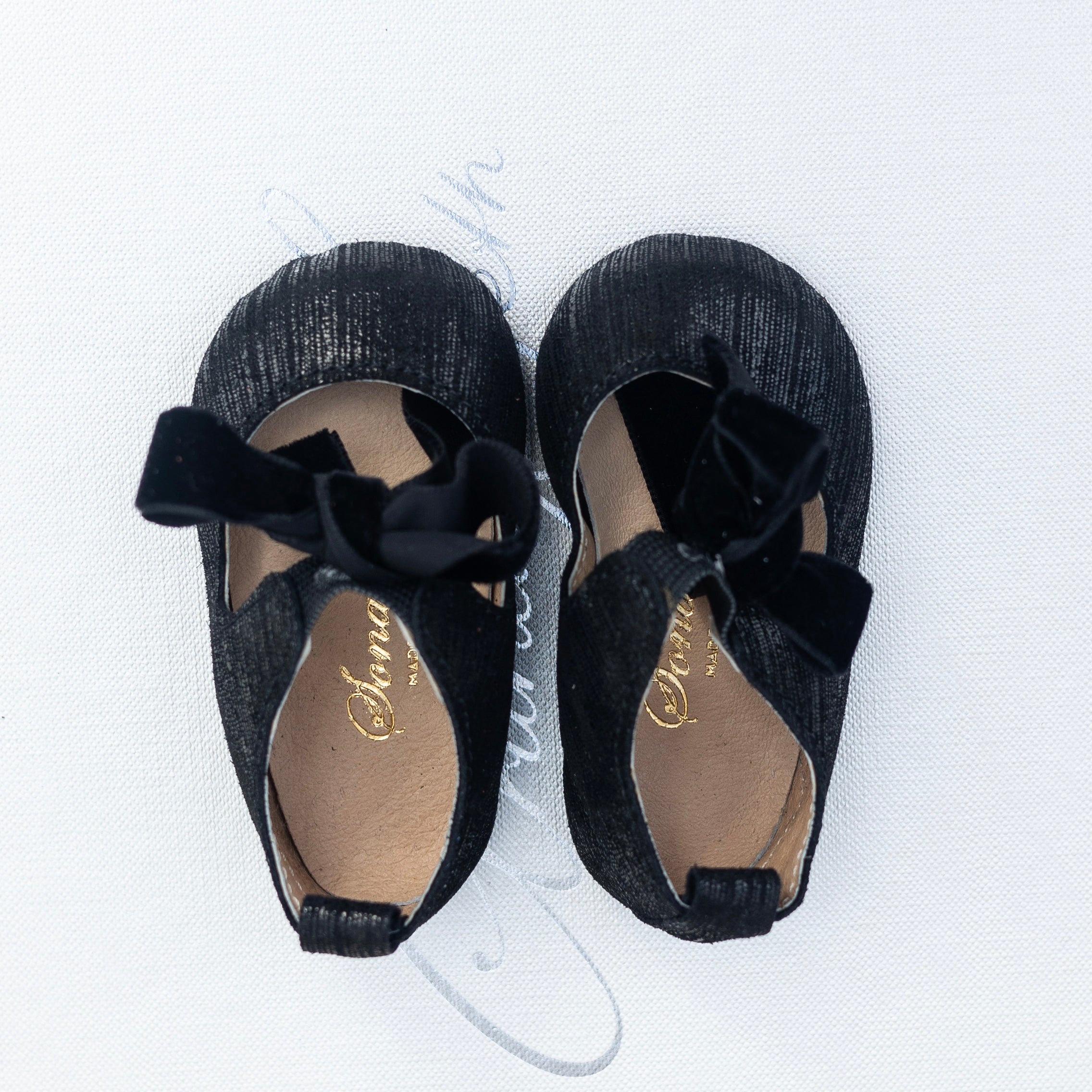 Faye Black Metallic Print Baby Shoes