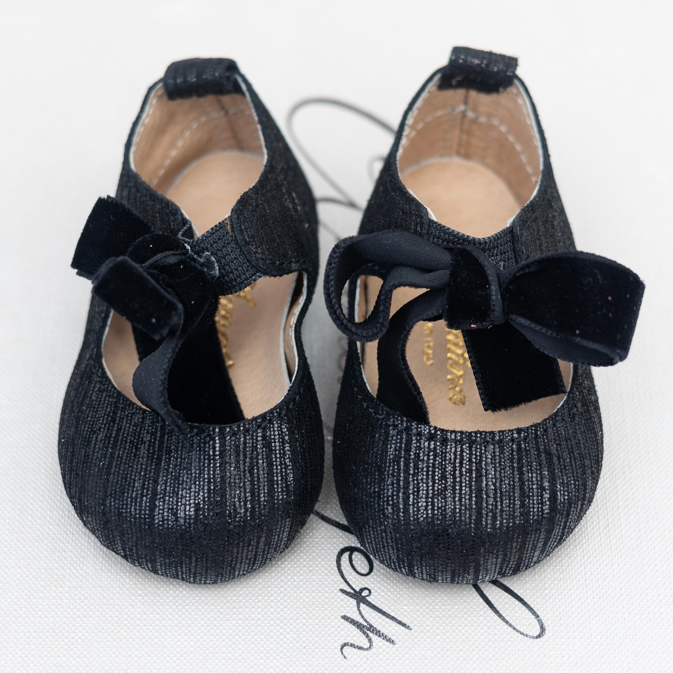 Faye Black Metallic Print Baby Shoes