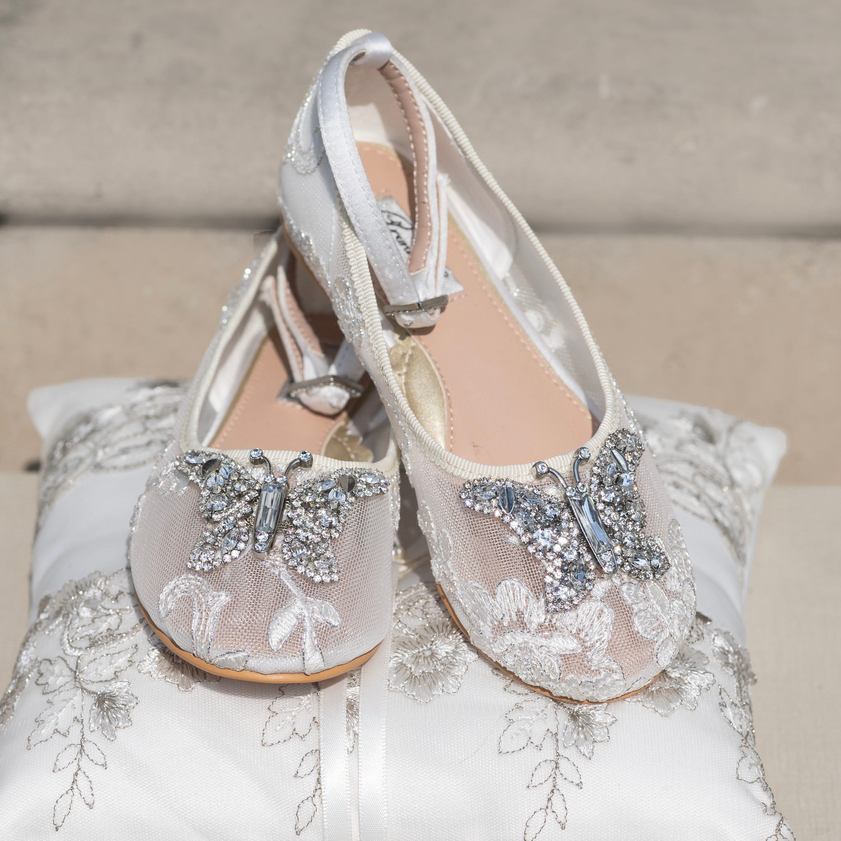 Angelina Butterfly Girls Shoes Ivory Lace
