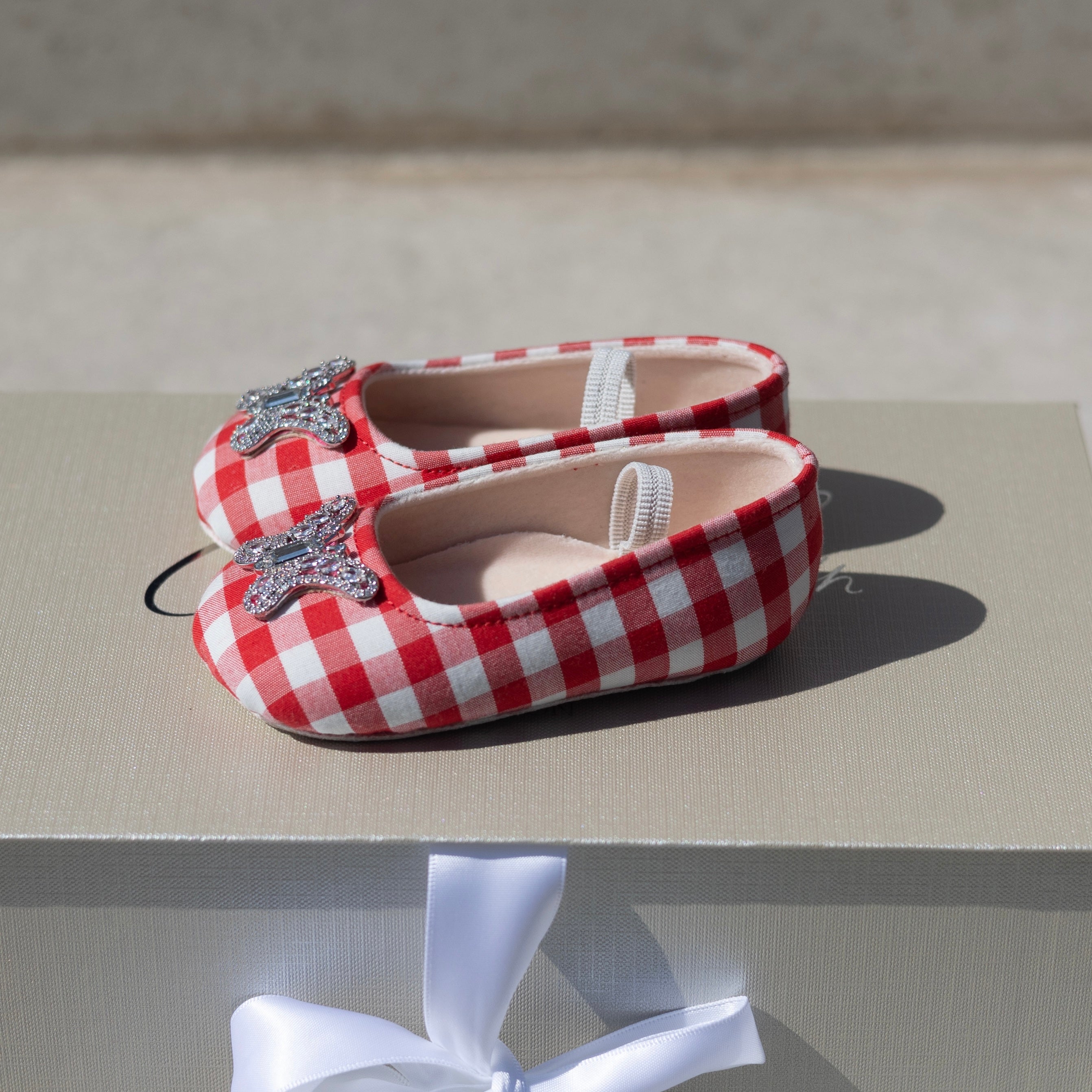 Odette Butterfly Red Gingham Baby Shoes