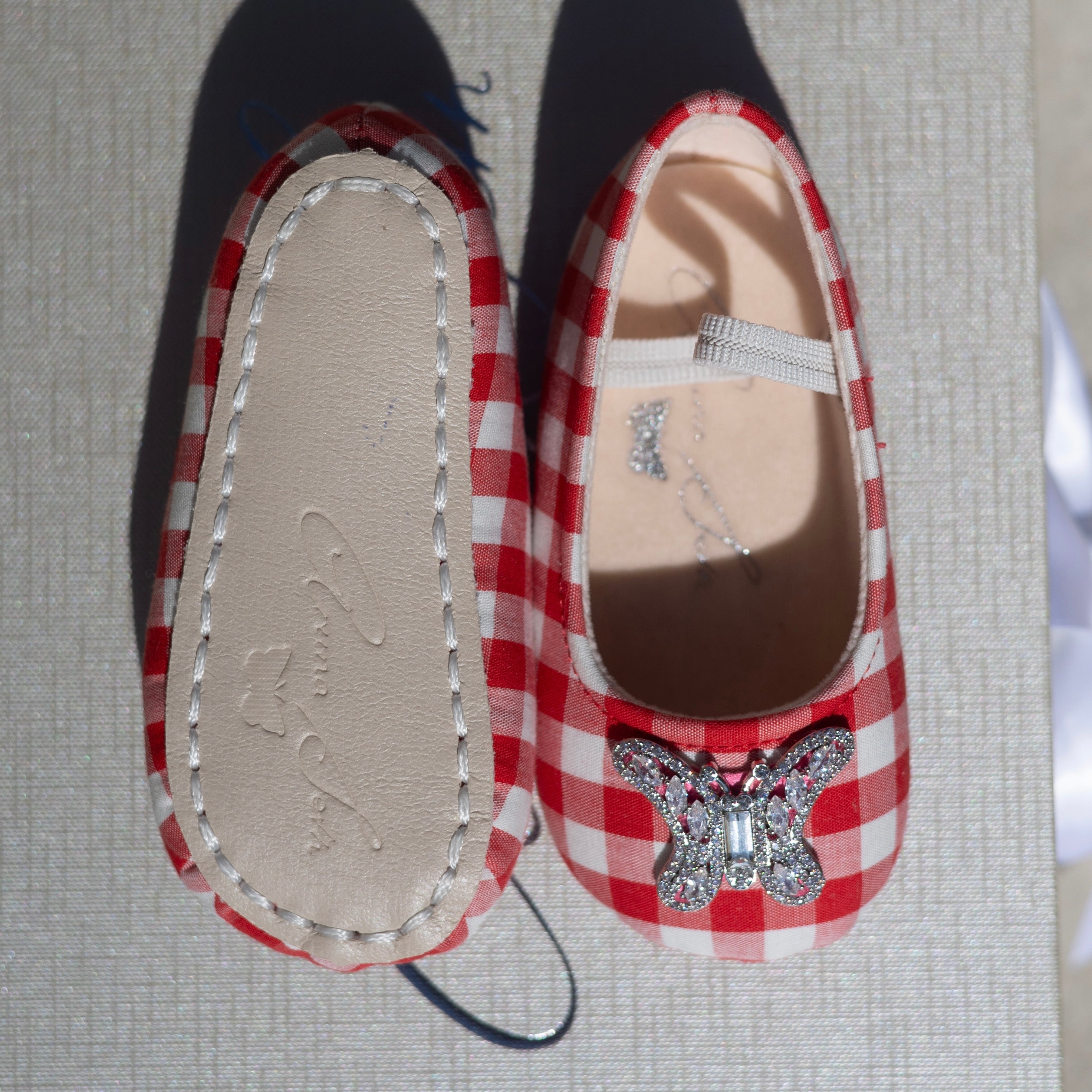 Odette Butterfly Red Gingham Baby Shoes