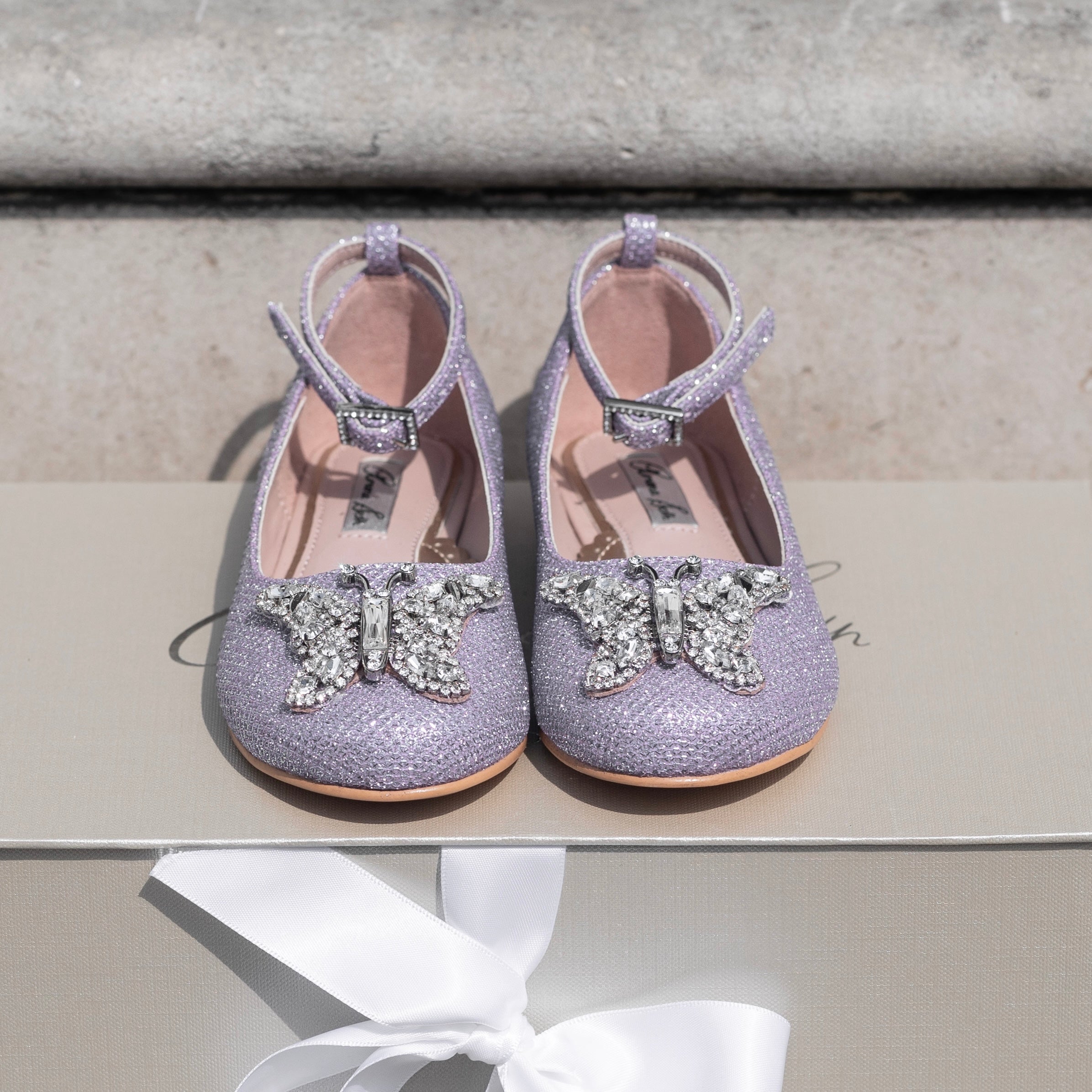 Angelina Butterfly Girls Shoes Lilac Sparkle